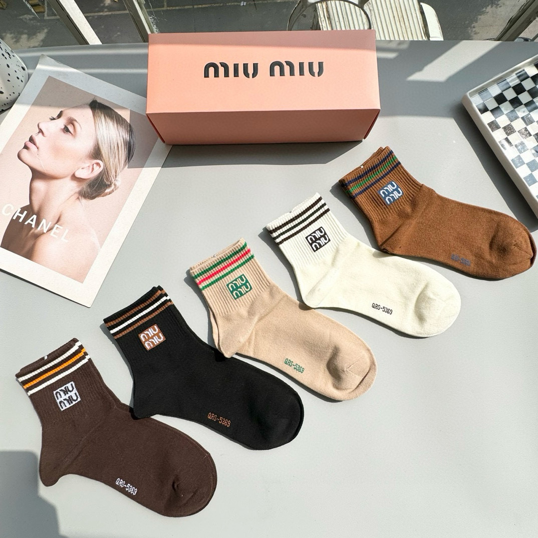 [TOP] Miu Miu Socks - 5 Pieces as a Set