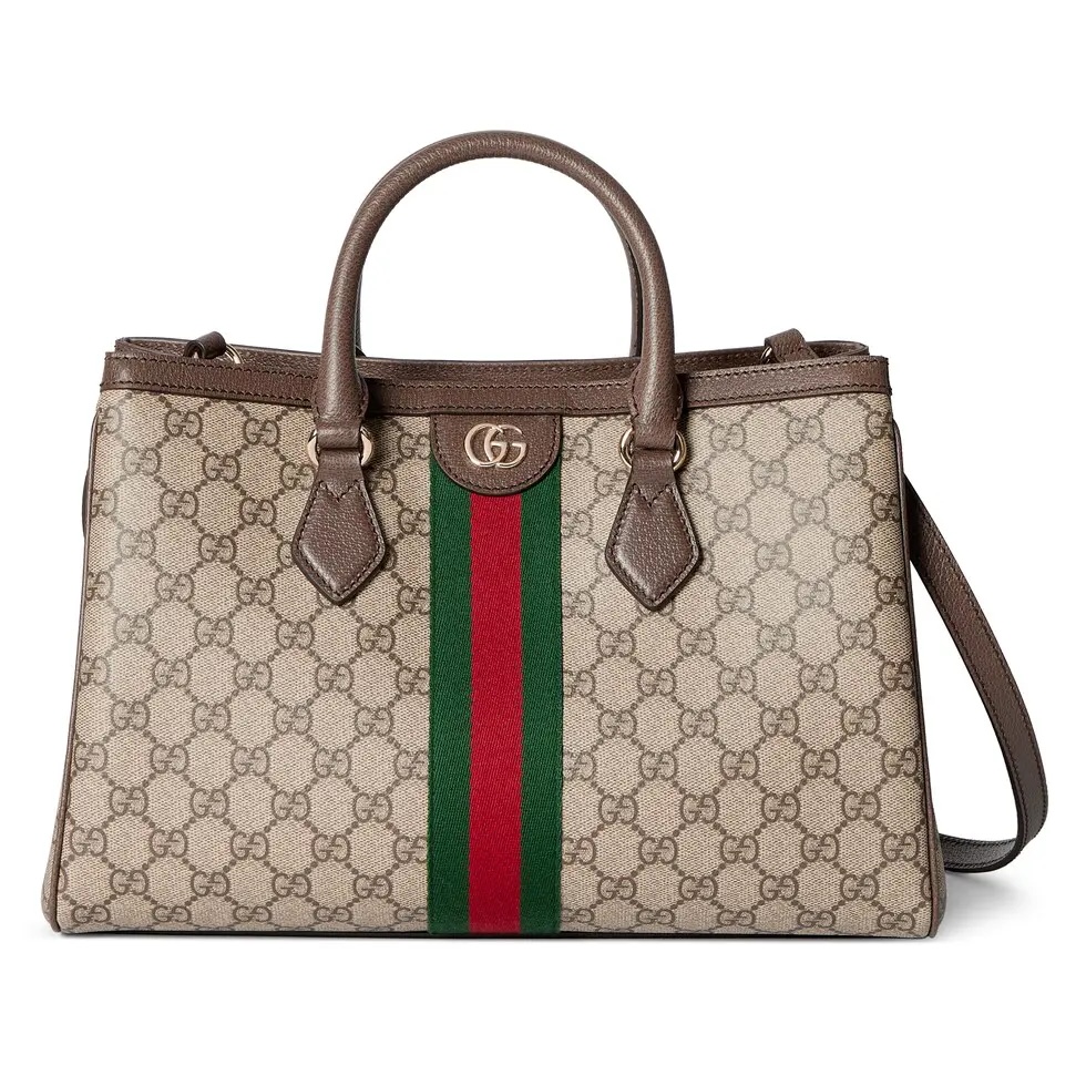[TOP] GUCCI Ophidia  Monogram Tote Bag 33.5 x 25 x 14 cm/25.5 x 18 x 10.5 cm - Brown