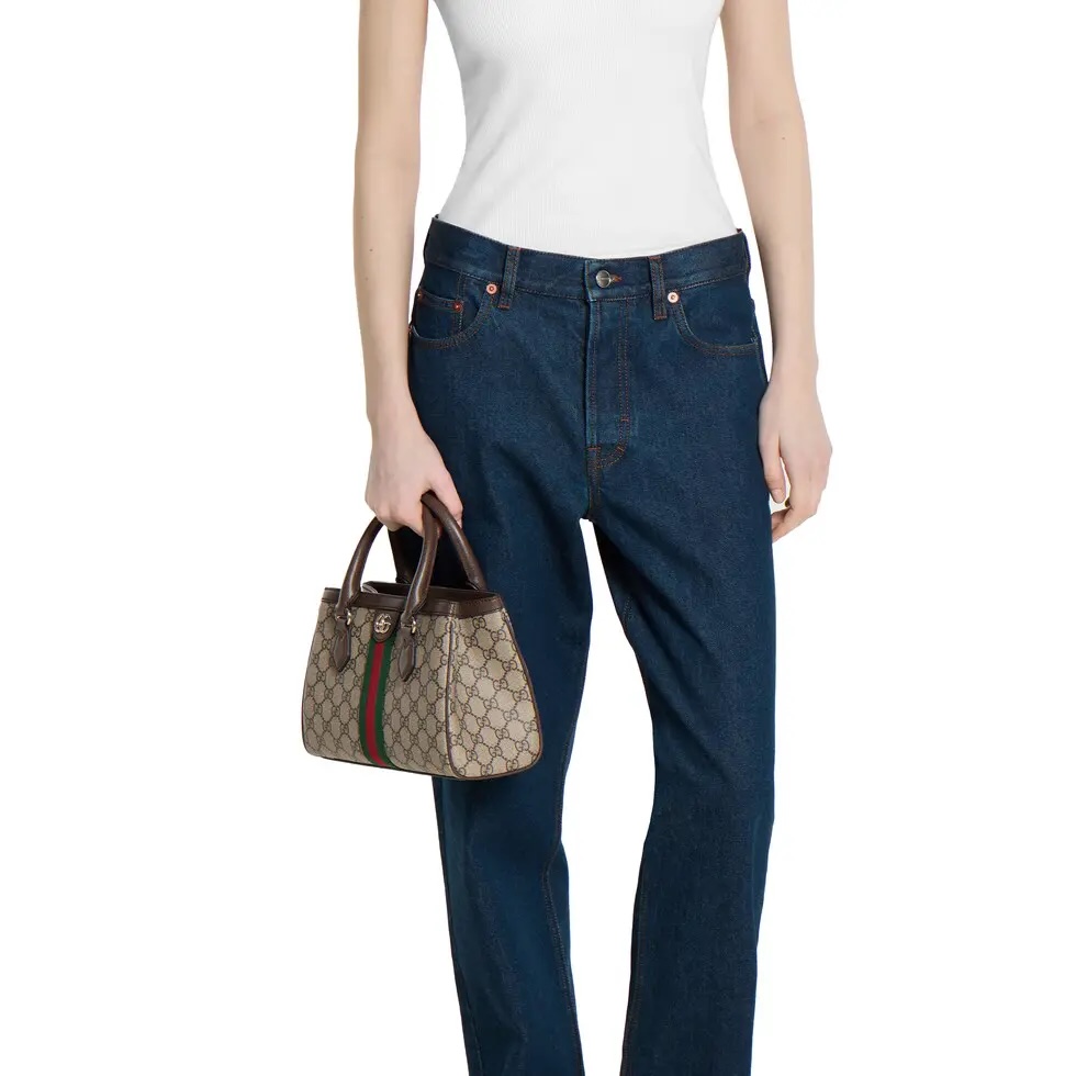 [TOP] GUCCI Ophidia  Monogram Tote Bag 33.5 x 25 x 14 cm/25.5 x 18 x 10.5 cm - Brown