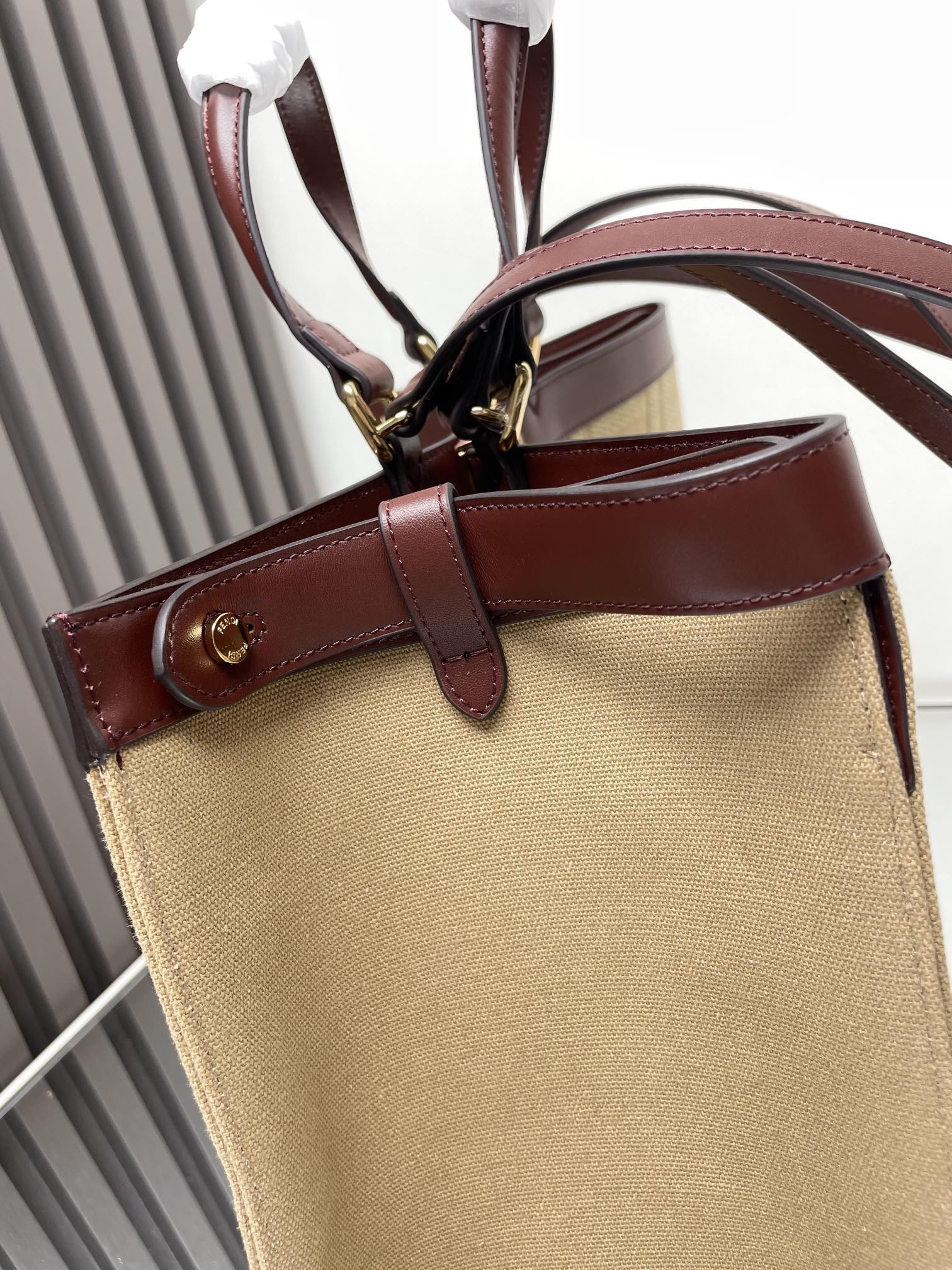 [TOP] FENDI FF Peekaboo Bag 41x16x30cm - Beige