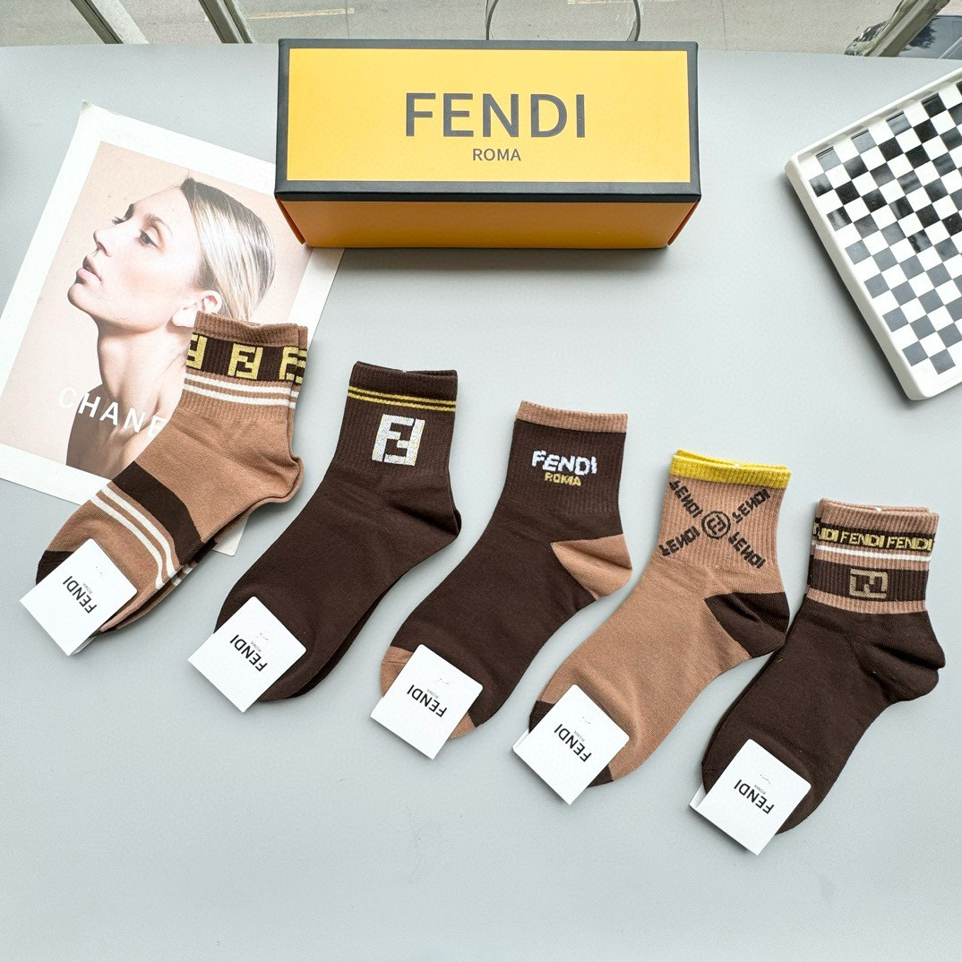 [TOP] FENDI Socks - 5 Pieces as a Set