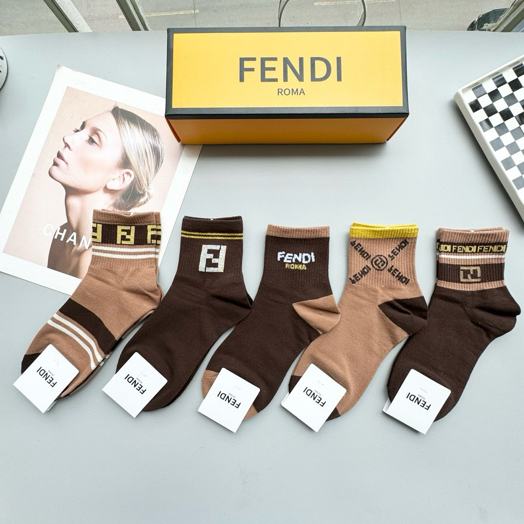 [TOP] FENDI Socks - 5 Pieces as a Set
