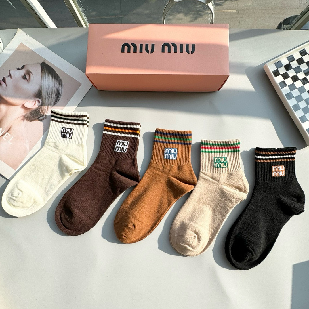 [TOP] Miu Miu Socks - 5 Pieces as a Set