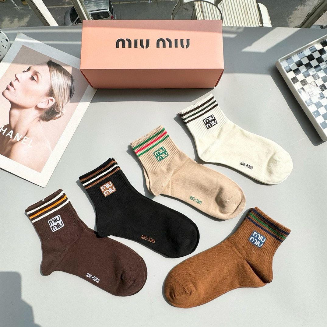 [TOP] Miu Miu Socks - 5 Pieces as a Set