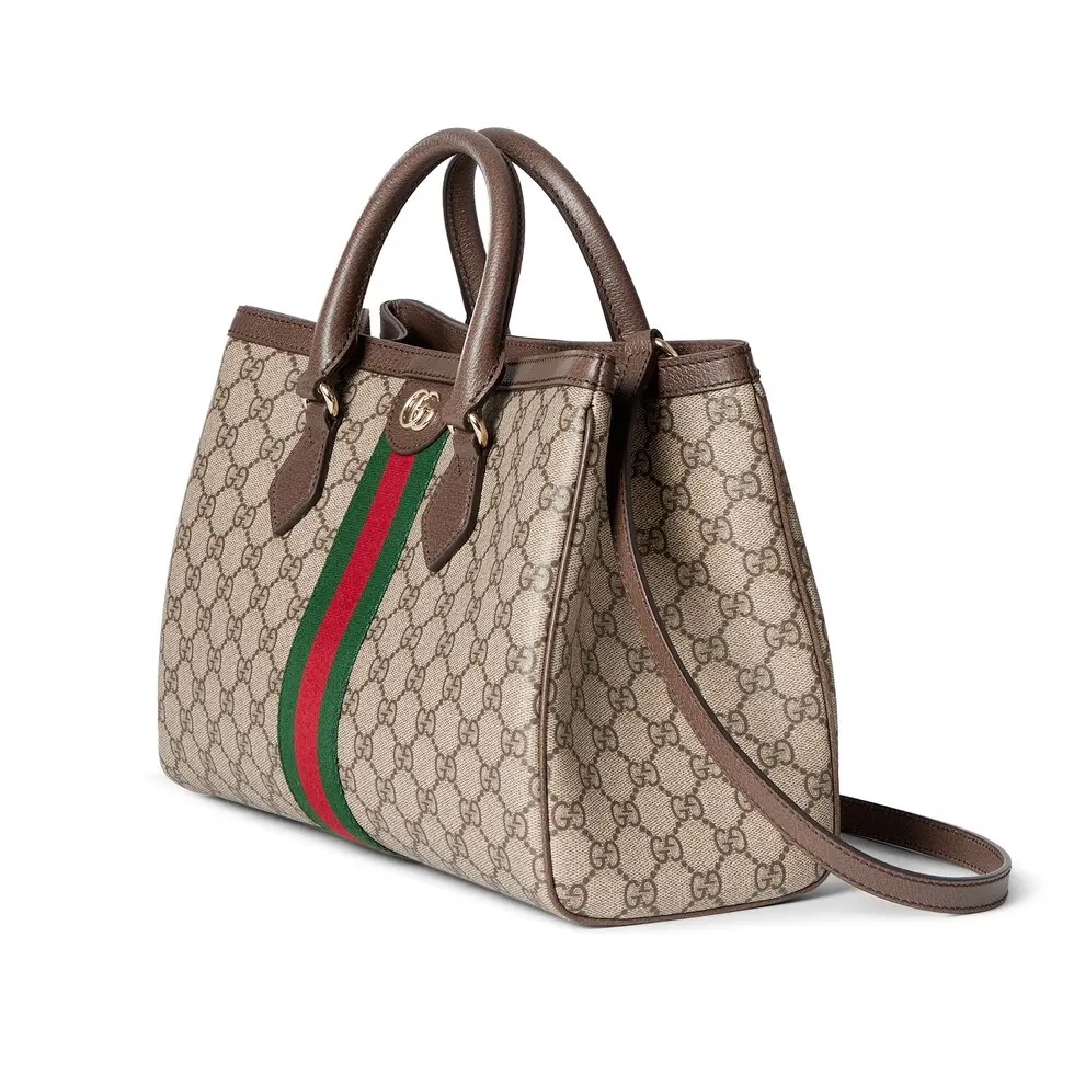 [TOP] GUCCI Ophidia  Monogram Tote Bag 33.5 x 25 x 14 cm/25.5 x 18 x 10.5 cm - Brown
