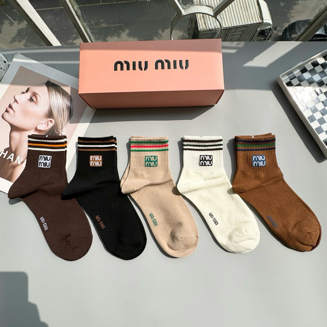 [TOP] Miu Miu Socks - 5 Pieces as a Set