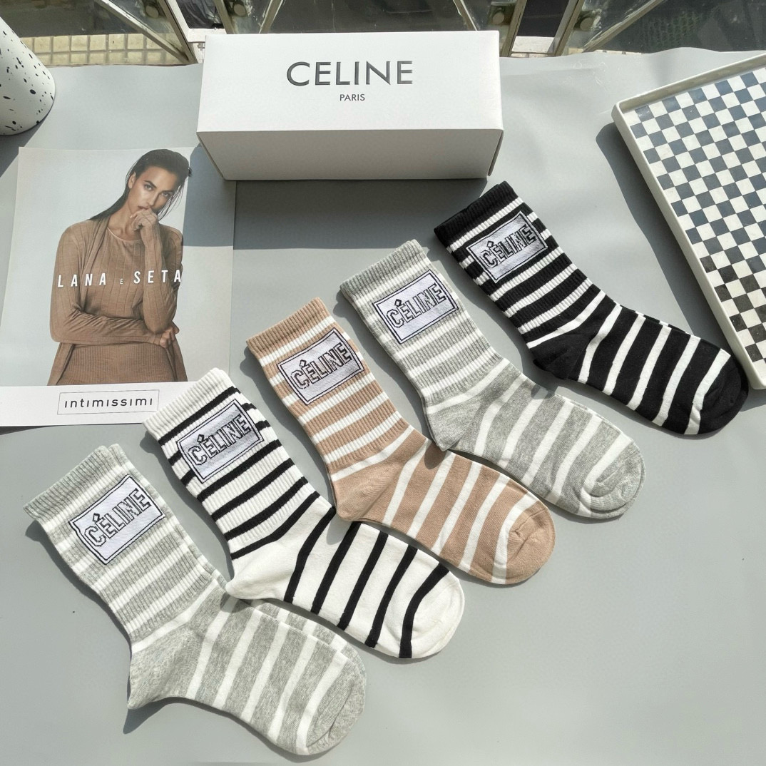 [TOP] CELINE Socks - 5 Pieces as a Set