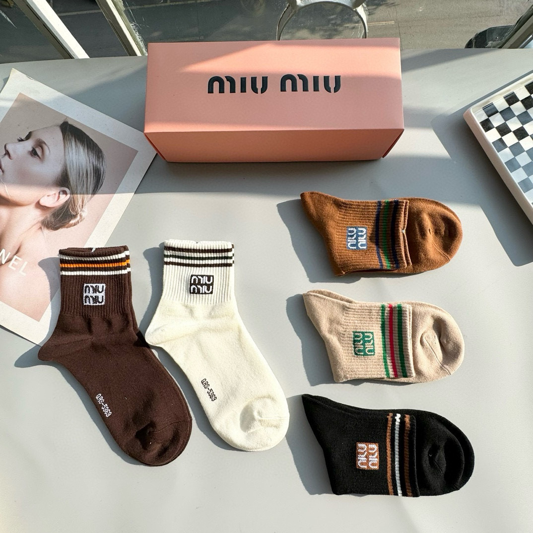 [TOP] Miu Miu Socks - 5 Pieces as a Set