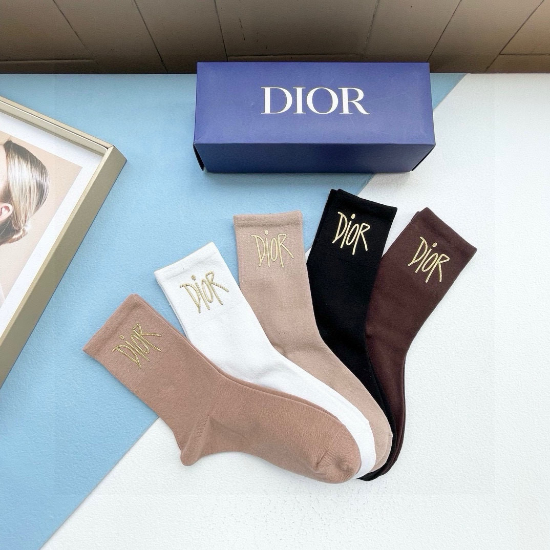 [Top] Christian Dior Socks - 5 Pieces as a Set