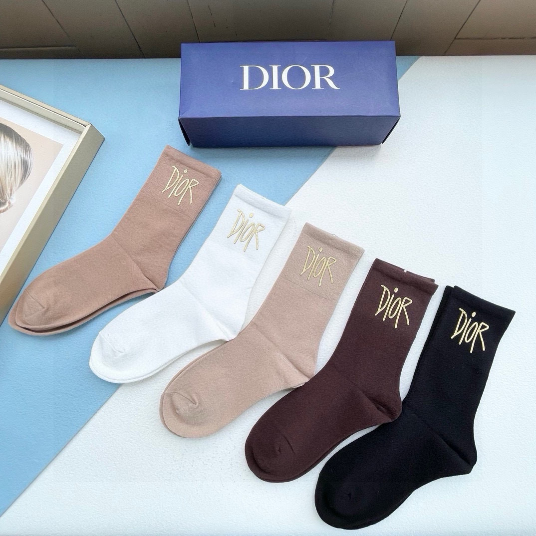 [Top] Christian Dior Socks - 5 Pieces as a Set