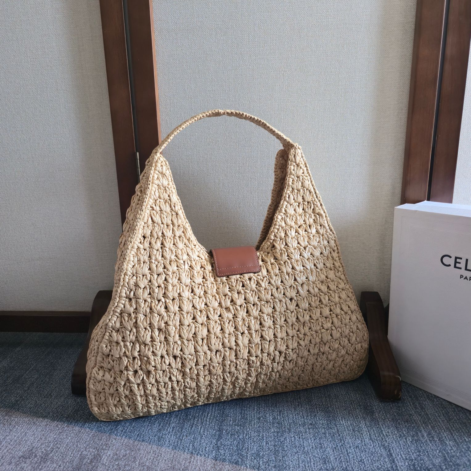 [TOP] CELINE Cabas Triangle Bag 45x23x6cm - Beige