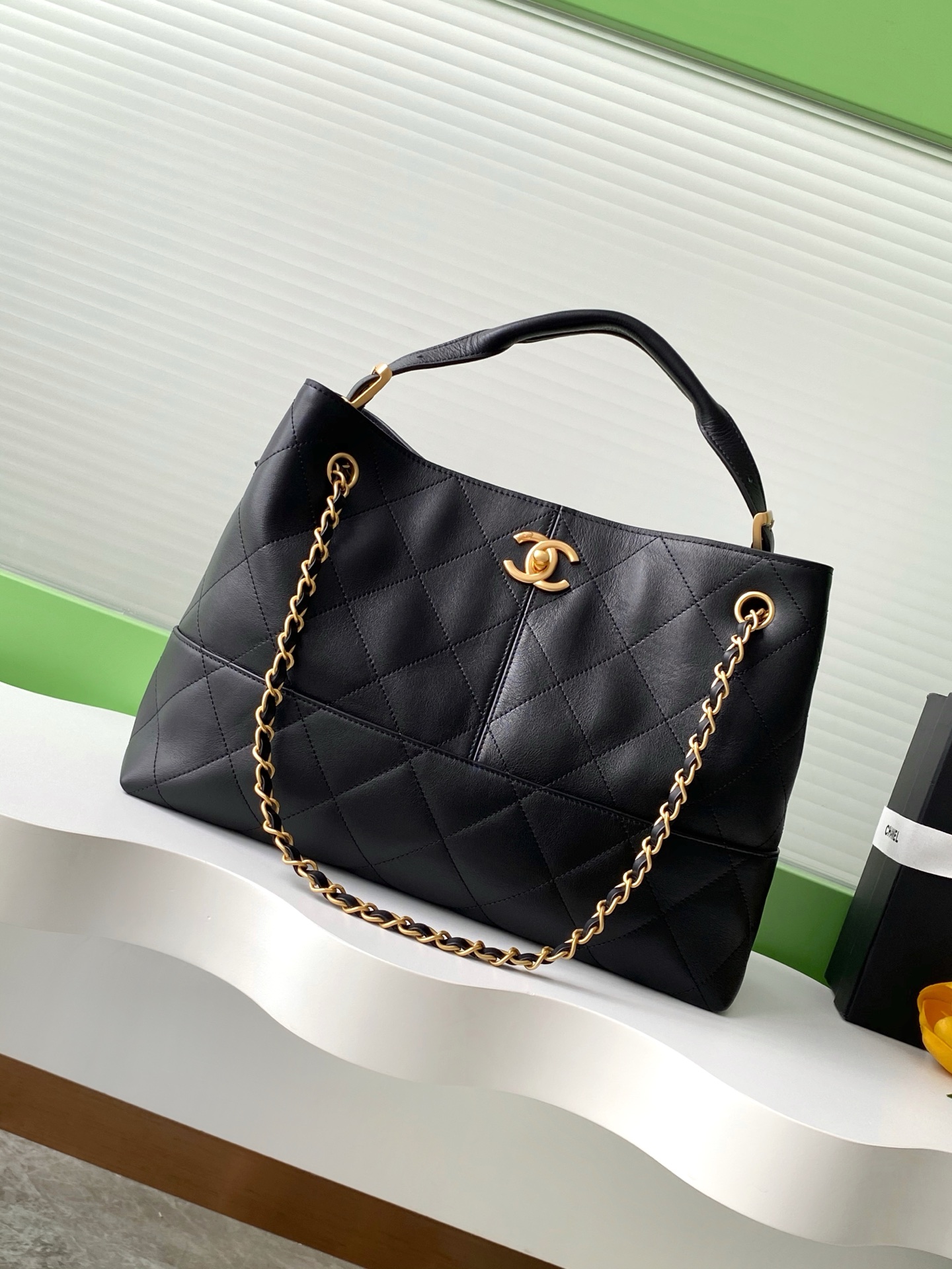 [TOP] CHANEL Leather Bag 36-24-12 cm - Black