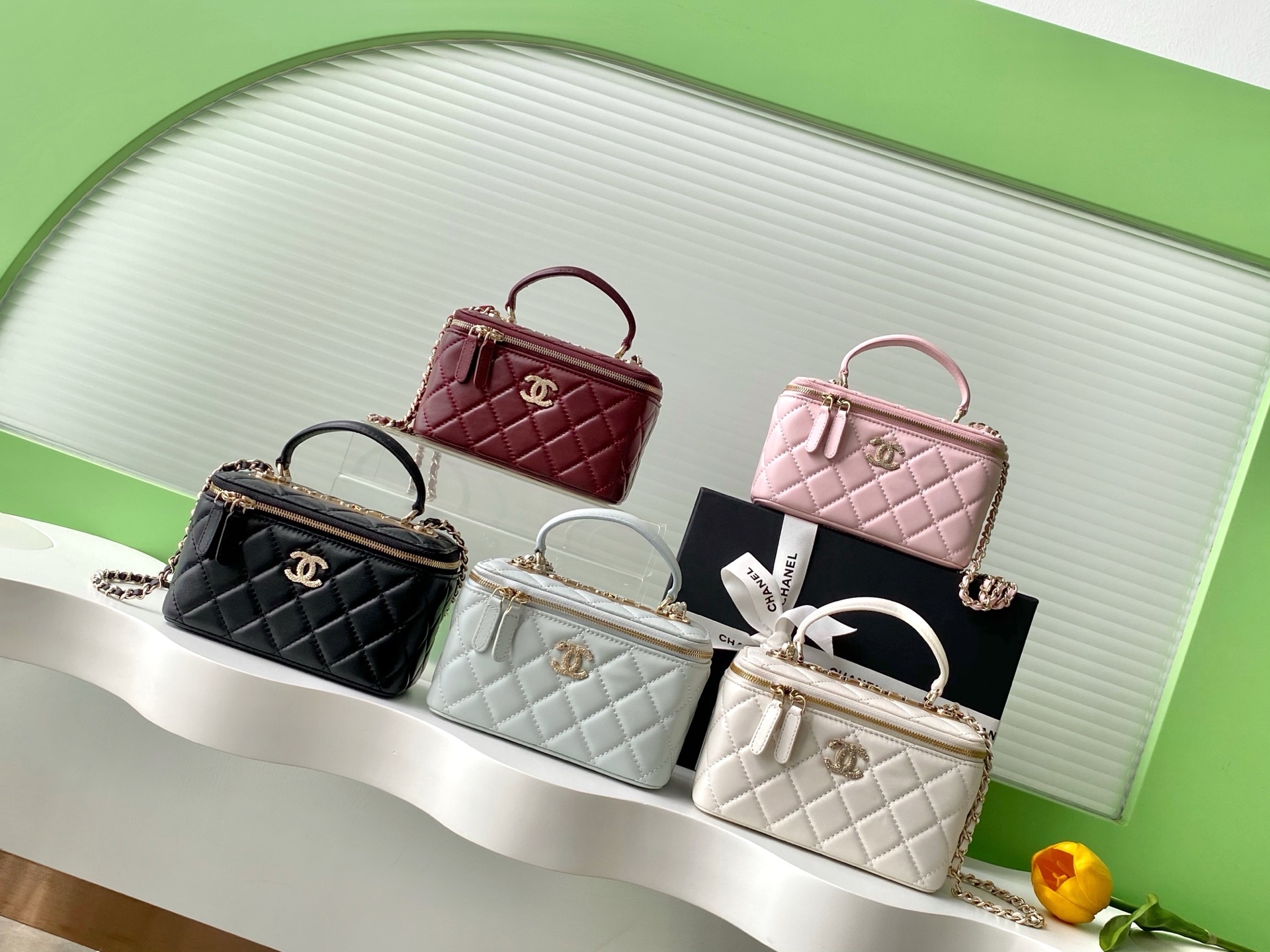 [TOP] CHANEL Vanity Case Top Handle 9.5-17-8cm - 5 Color