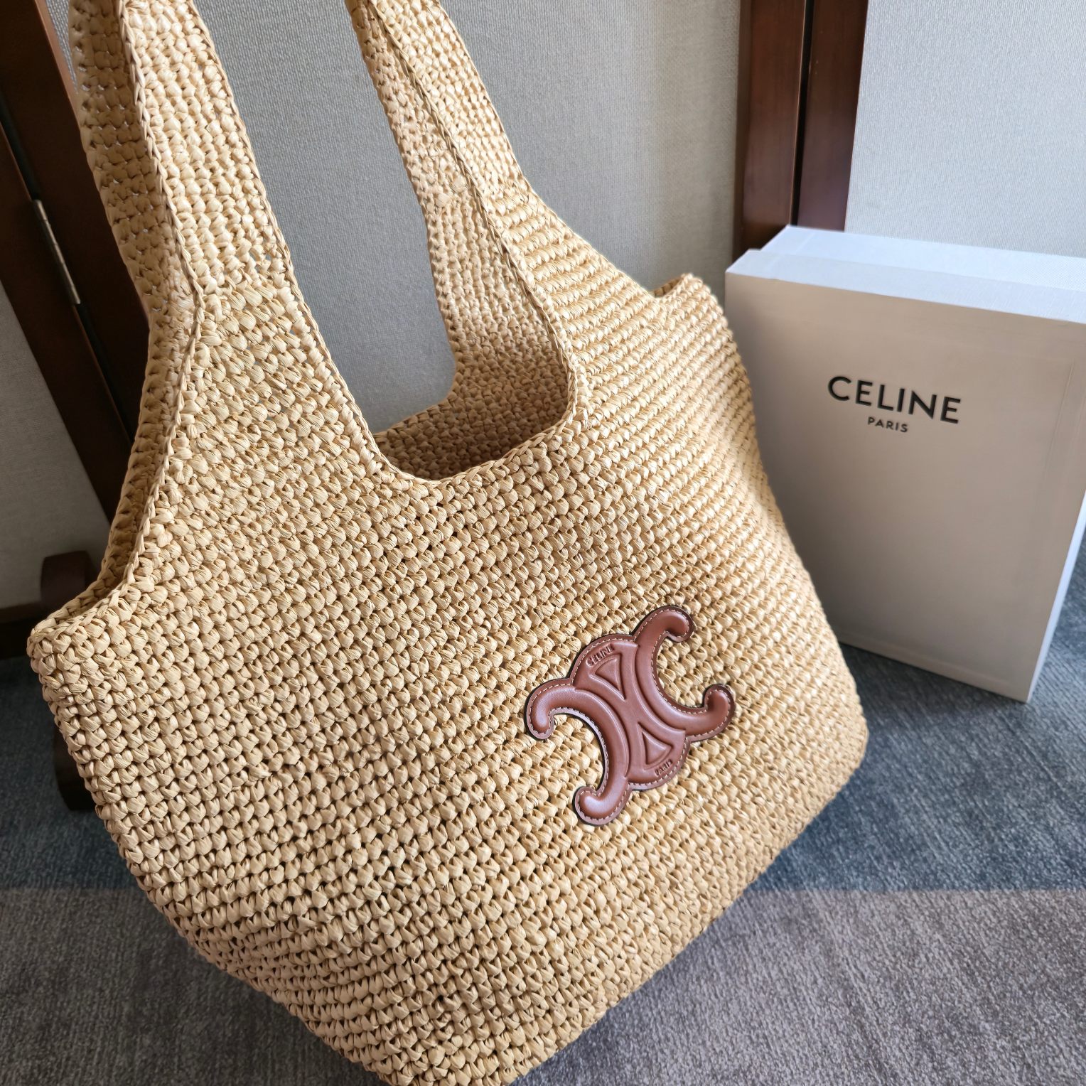 [TOP] CELINE Classic Panier Shopper Cabas Bag 32.5x28x20cm - Beige