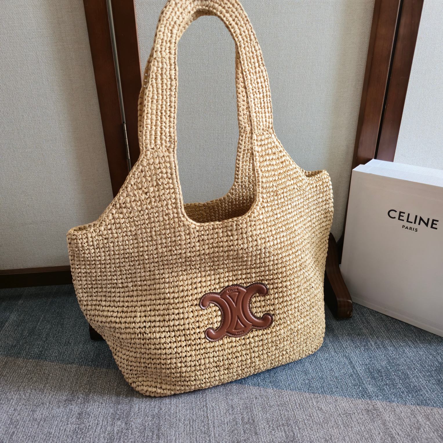[TOP] CELINE Classic Panier Shopper Cabas Bag 32.5x28x20cm - Beige