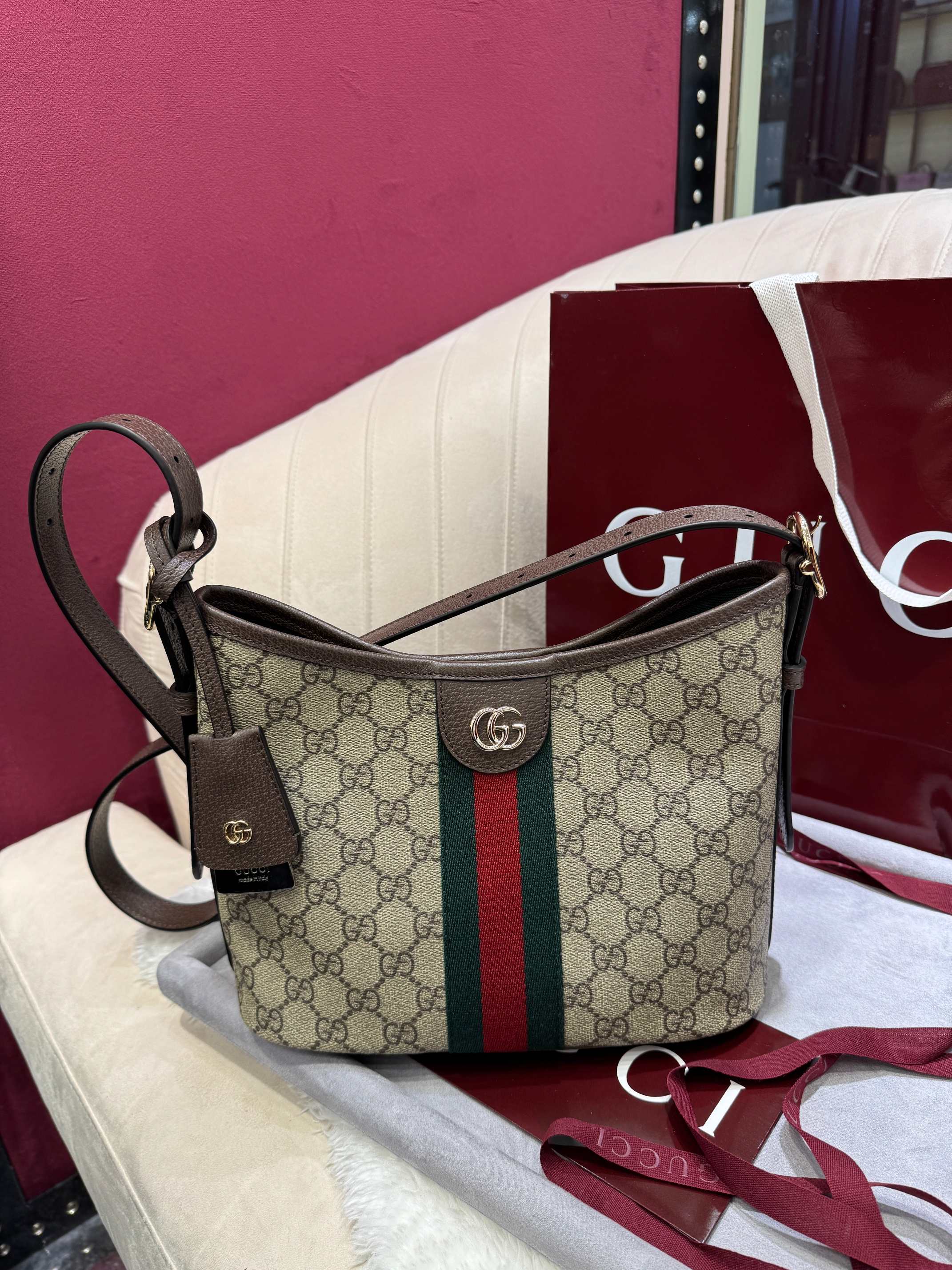 [TOP] GUCCI Ophidia Hobo Bag 23 x 21 x 12 cm - Brown