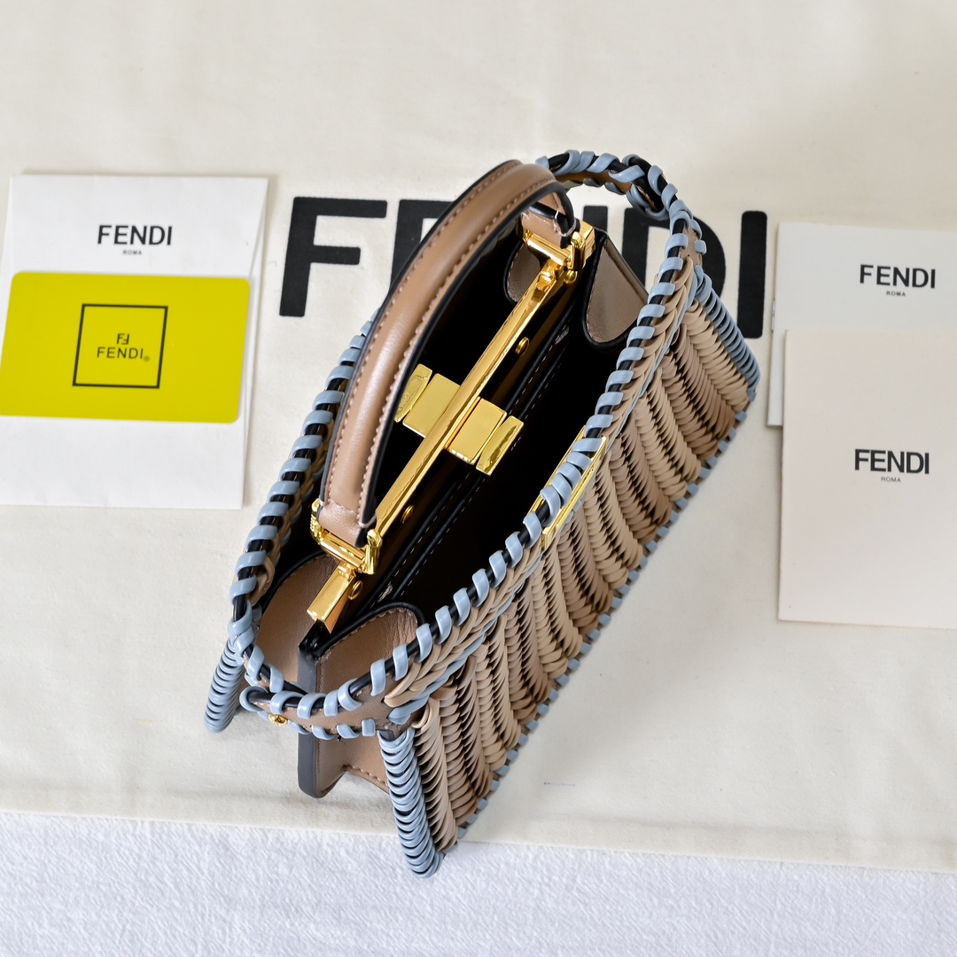[TOP] FENDI Peekaboo ISeeU Petite 20cm - Blue&Khaki