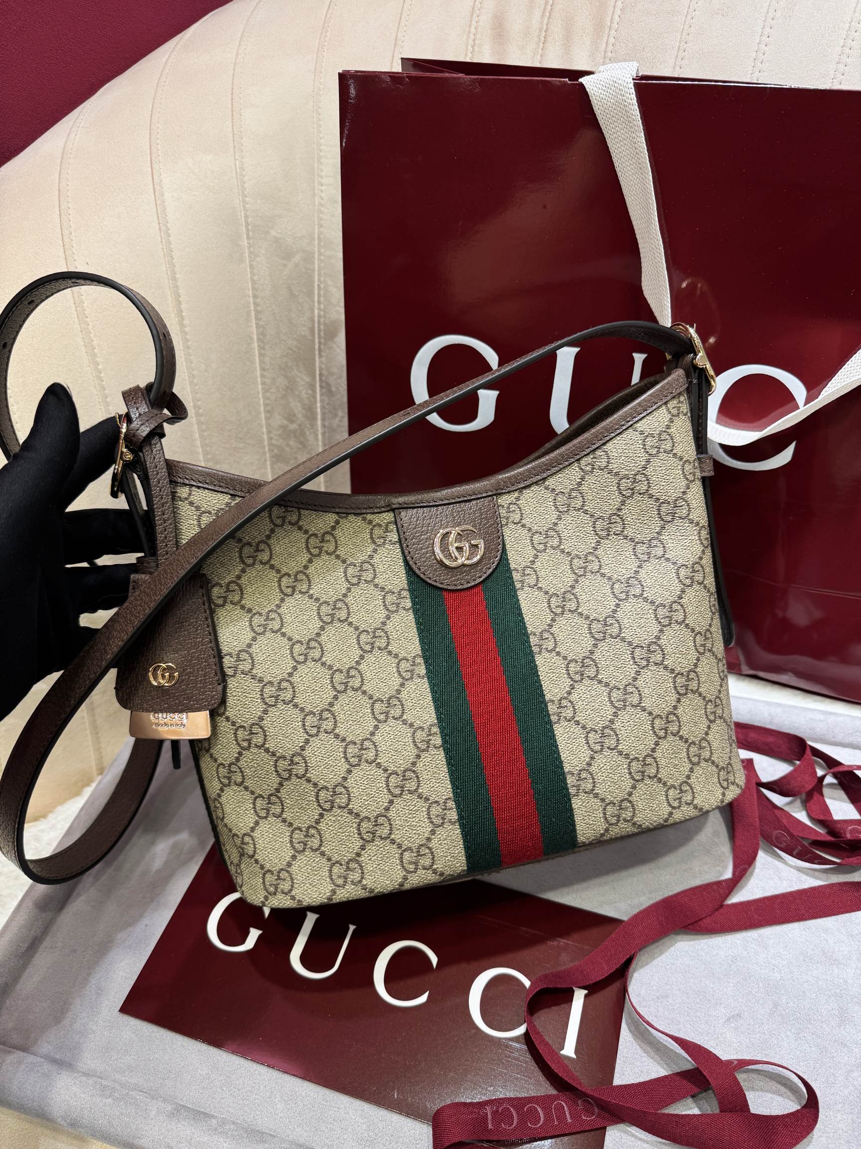 [TOP] GUCCI Ophidia Hobo Bag 23 x 21 x 12 cm - Brown