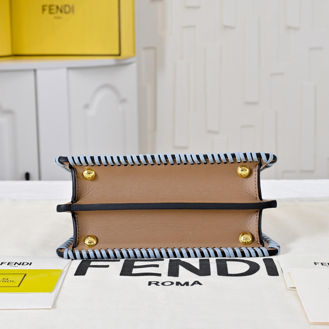 [TOP] FENDI Peekaboo ISeeU Petite 20cm - Blue&Khaki