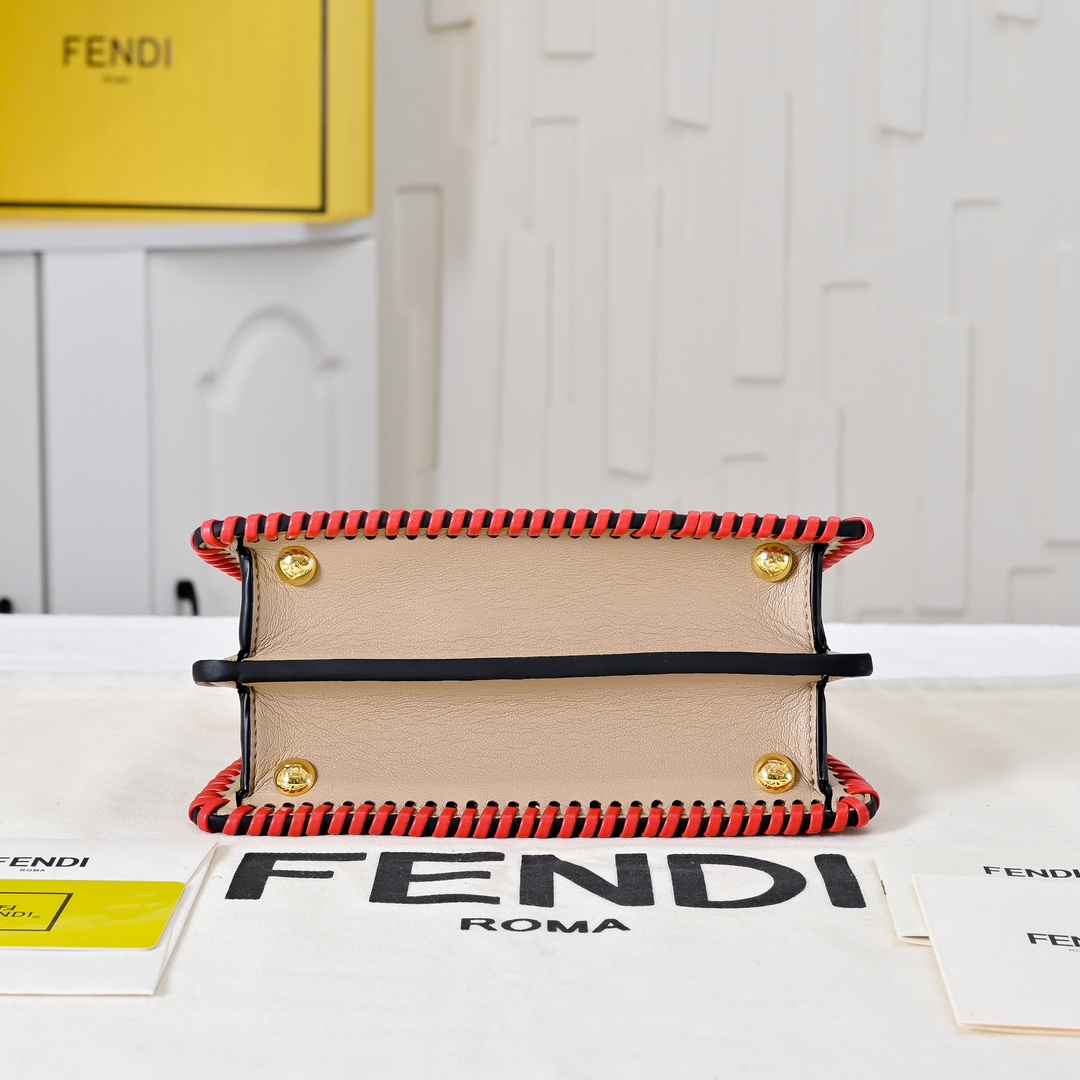 [TOP] FENDI Peekaboo ISeeU Petite 20cm - Black&Red