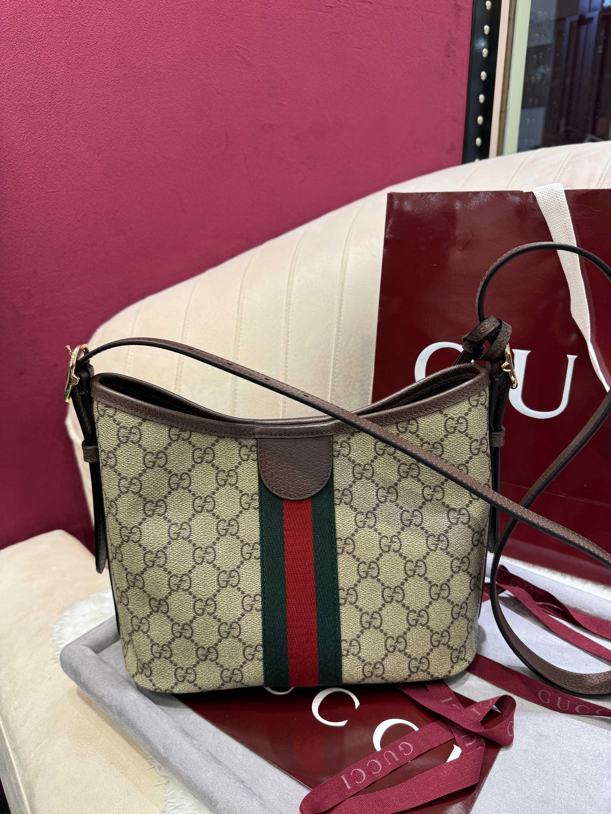 [TOP] GUCCI Ophidia Hobo Bag 23 x 21 x 12 cm - Brown
