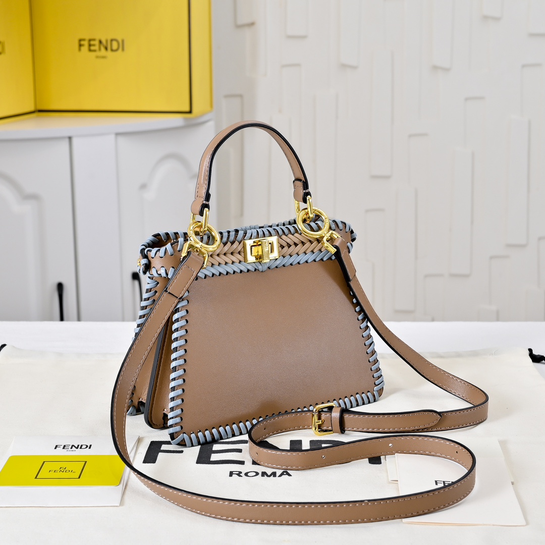 [TOP] FENDI Peekaboo ISeeU Petite 20cm - Blue&Khaki