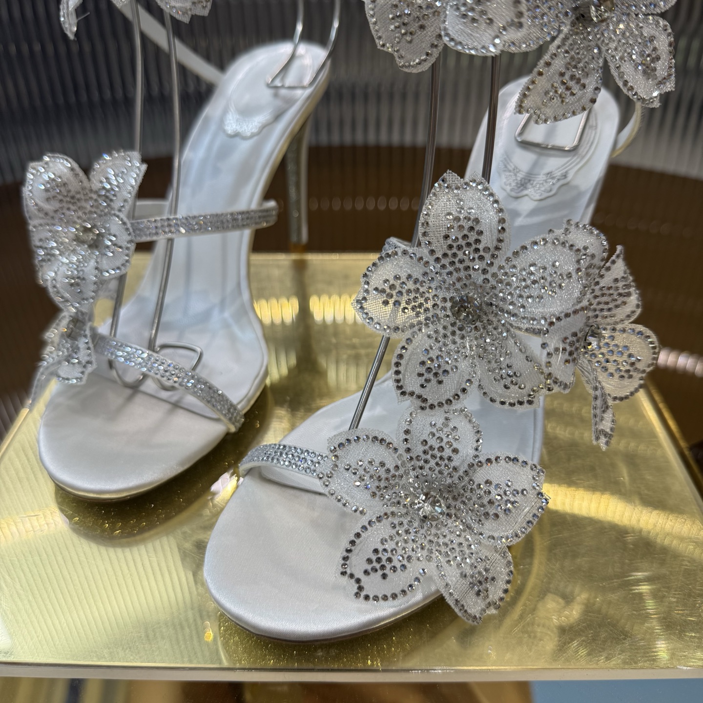 [TOP] Rene Caovilla Rhinestone Flowers High Heel Sandals - 7 Colors