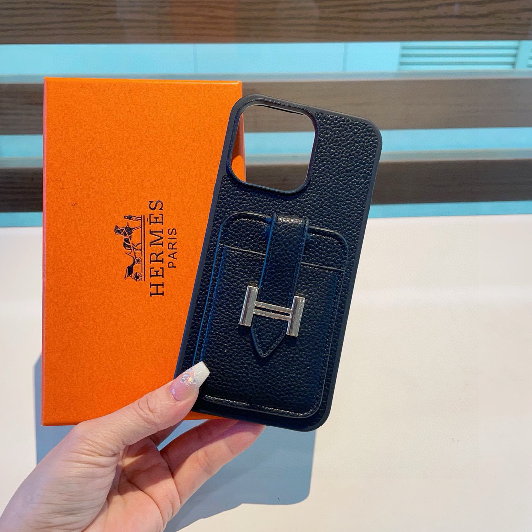 [TOP] HERMES iPhone Phone Case - Black
