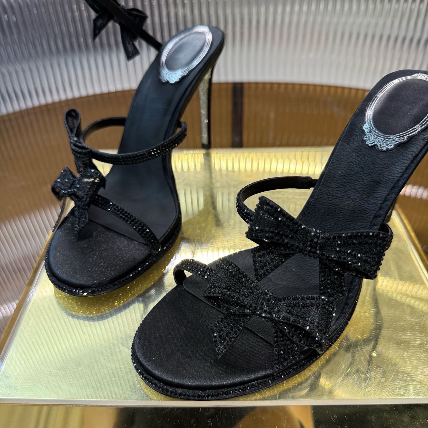 [TOP] Rene Caovilla Rhinestone Bows High Heel Sandals - 4 Colors