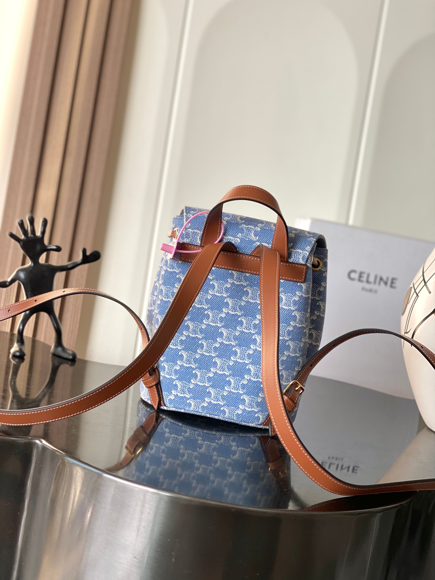 [TOP] CELINE Bonnie Printed Backpack 25x18x13 cm - Blue