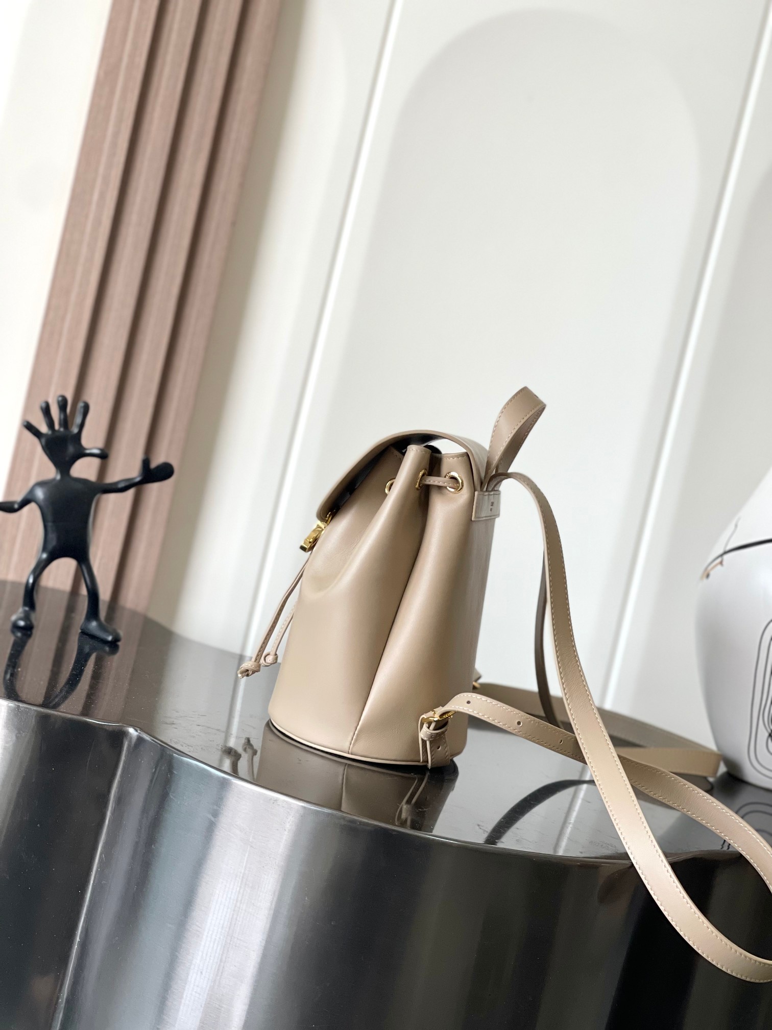 [TOP] CELINE Bonnie Backpack Calfskin 25x18x13 cm - Khaki