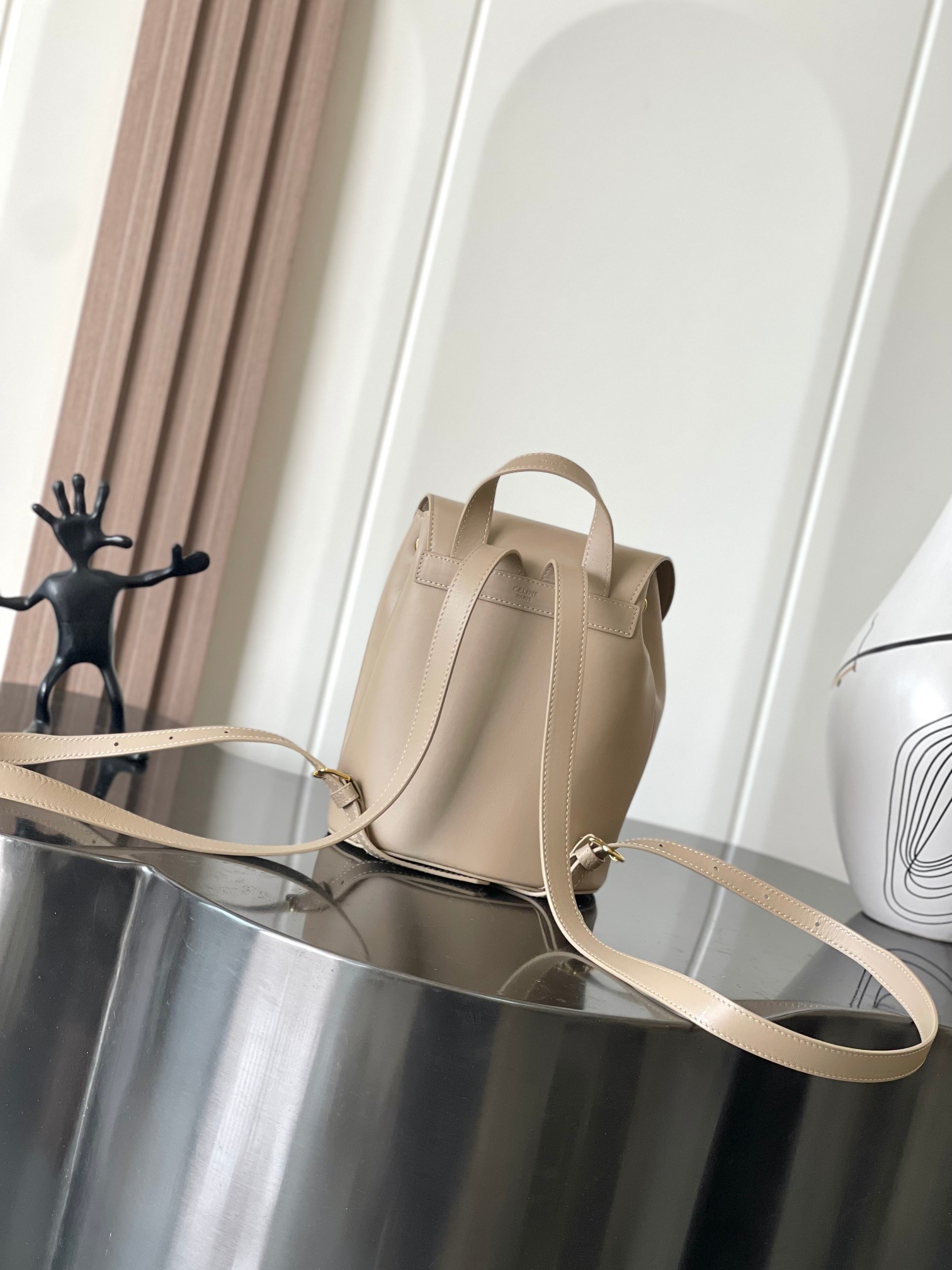 [TOP] CELINE Bonnie Backpack Calfskin 25x18x13 cm - Khaki