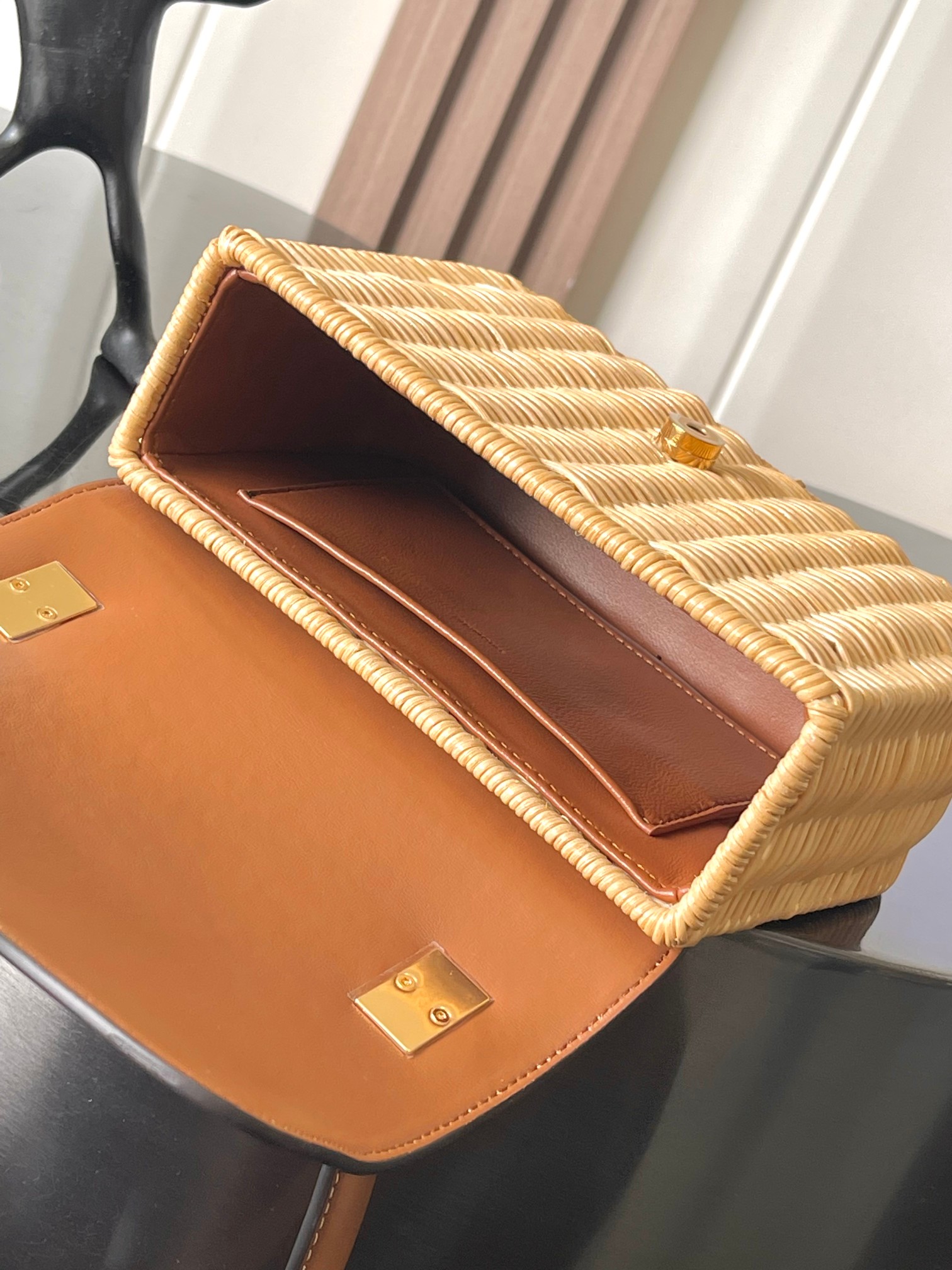 [TOP] CELINE Garance Woven Rattan Bag 18.5x13x6cm - Brown