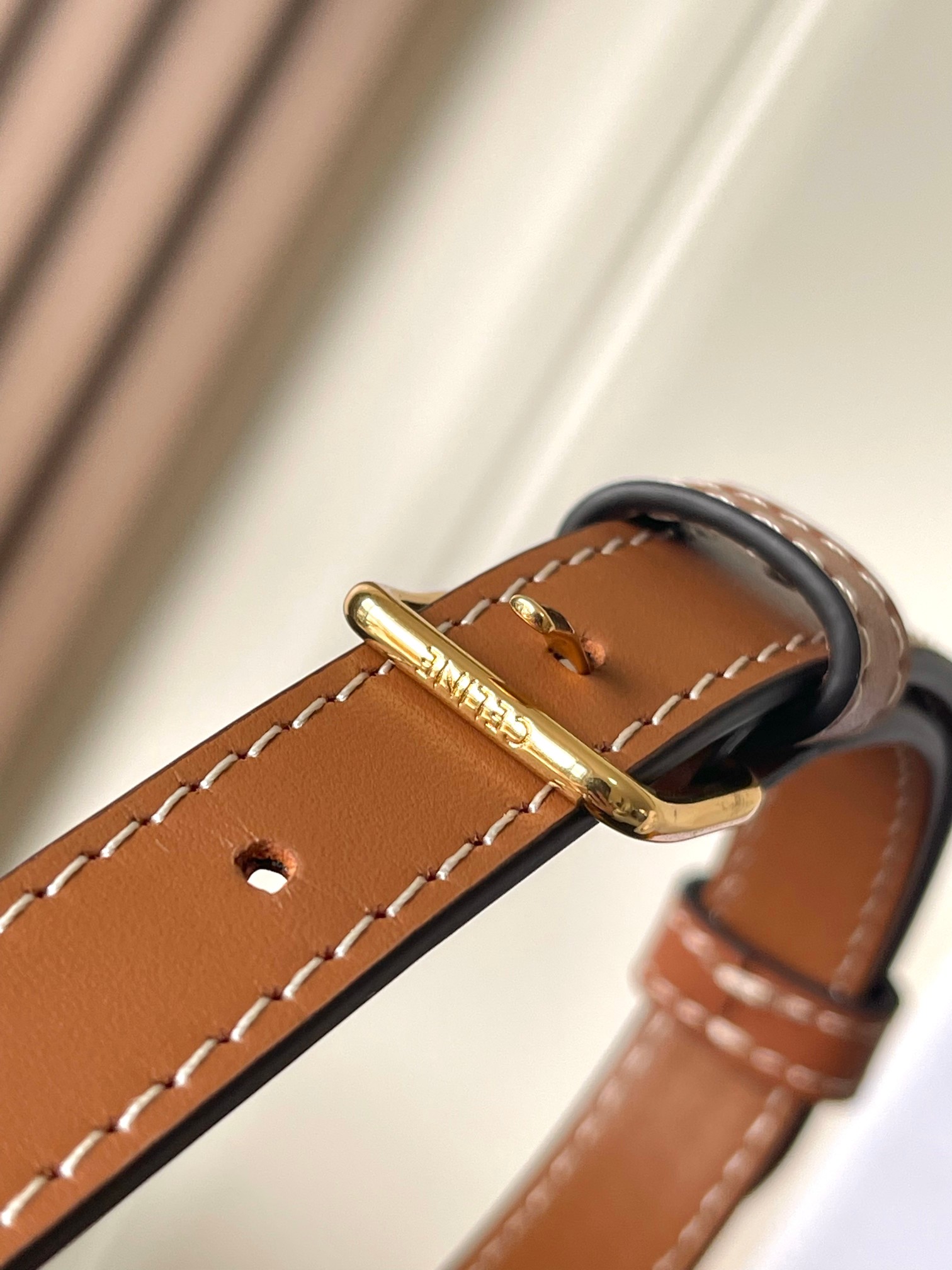 [TOP] CELINE Triomphe Bag Woven Rattan / Calfskin 18.5x13x6cm - Brown