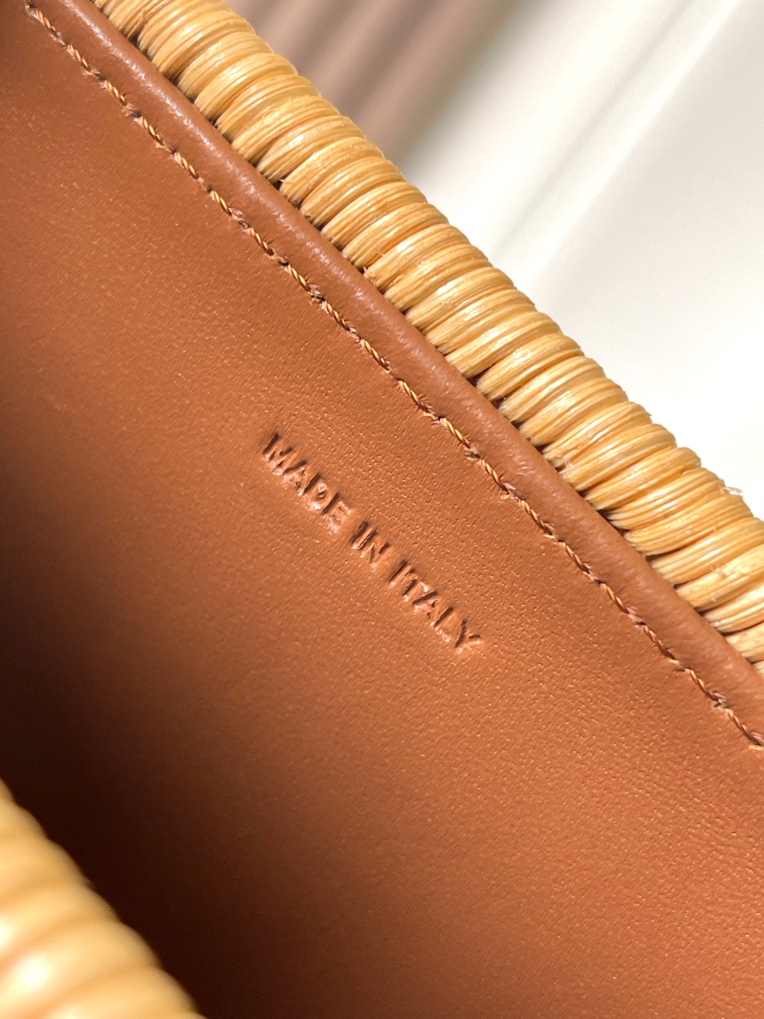 [TOP] CELINE Triomphe Bag Woven Rattan / Calfskin 18.5x13x6cm - Brown