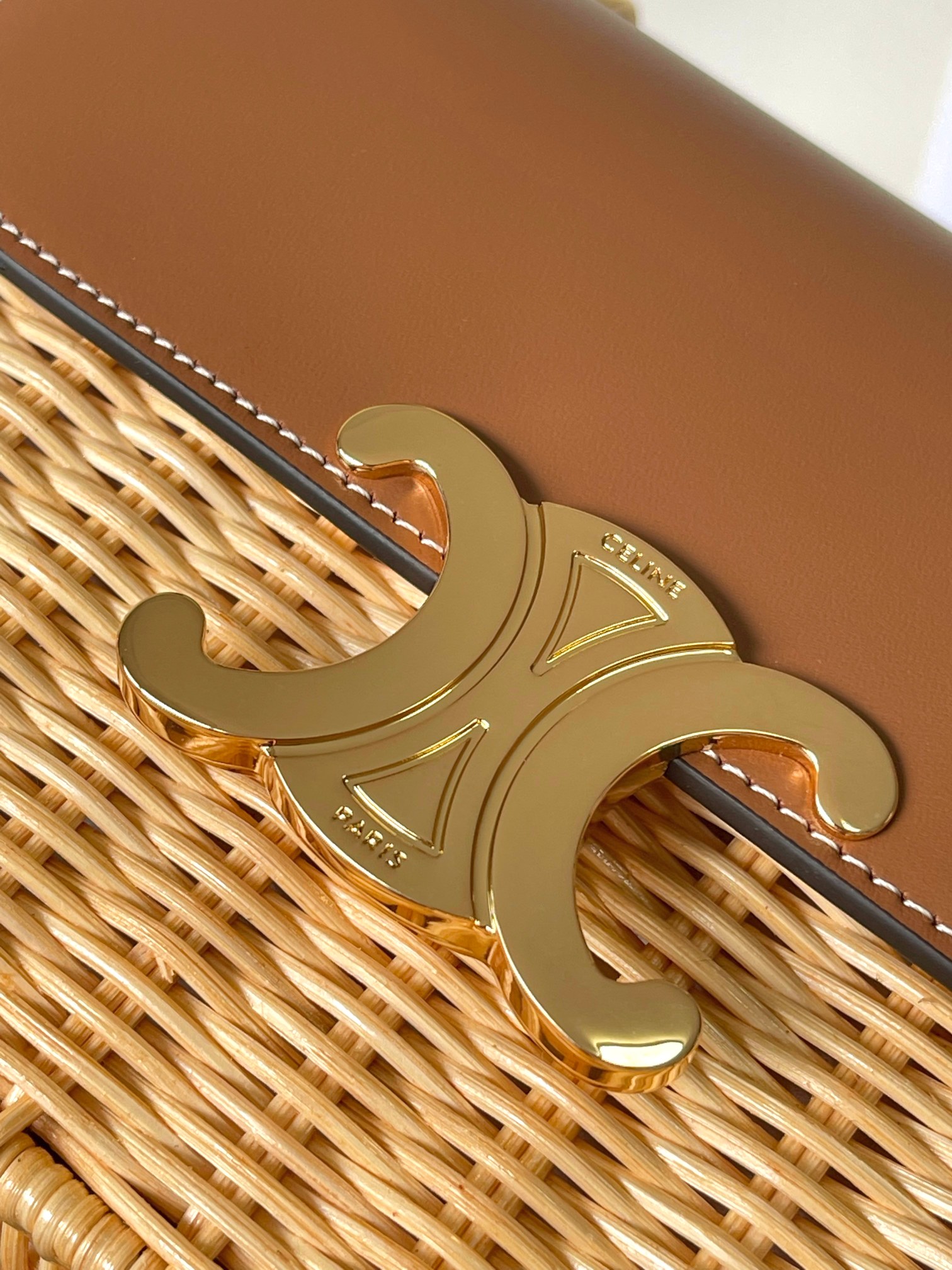 [TOP] CELINE Garance Woven Rattan Bag 18.5x13x6cm - Brown