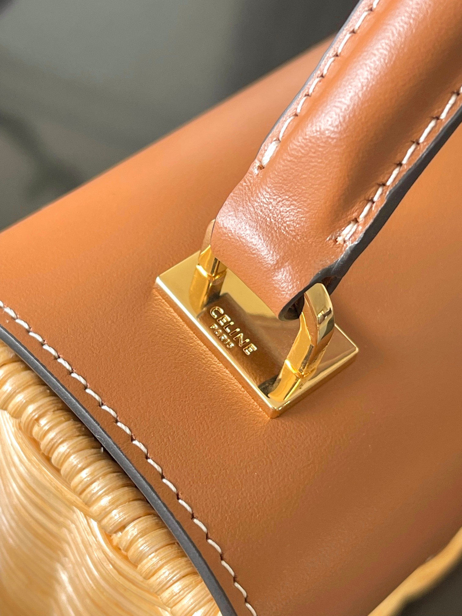 [TOP] CELINE Garance Woven Rattan Bag 18.5x13x6cm - Brown