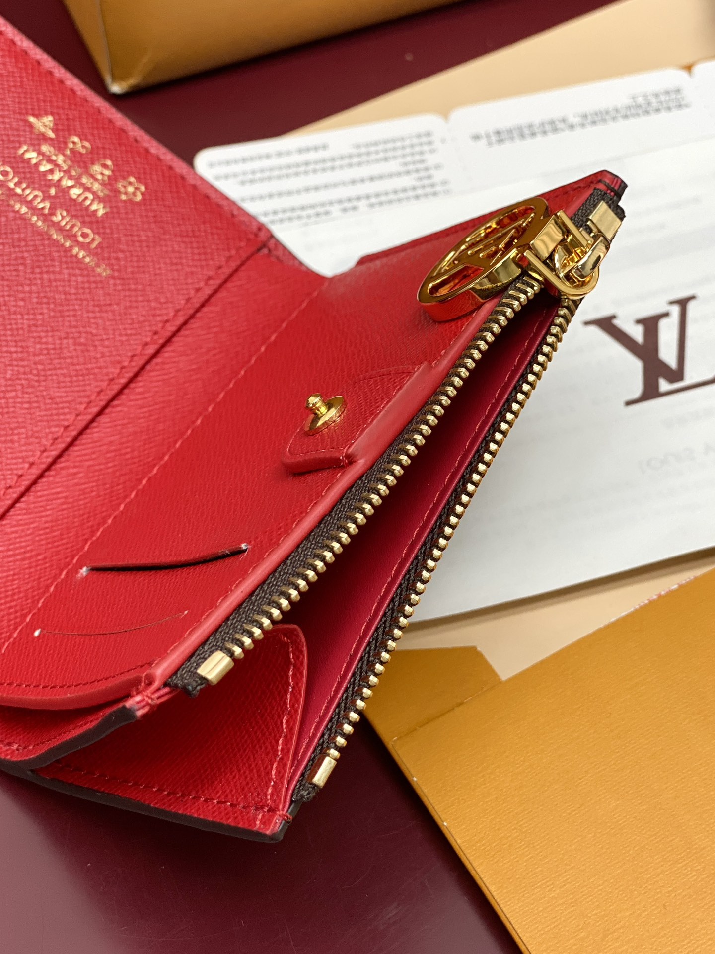 [TOP] Louis Vuitton LV Wallet Monogram with Cherry Pattern 11.5x1.5x9cm - Brown