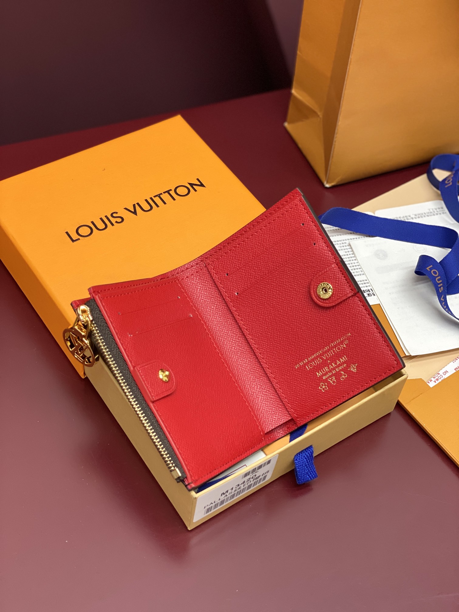 [TOP] Louis Vuitton LV Wallet Monogram with Cherry Pattern 11.5x1.5x9cm - Brown