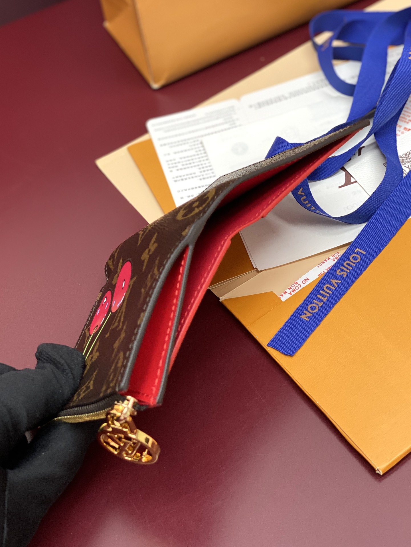 [TOP] Louis Vuitton LV Wallet Monogram with Cherry Pattern 11.5x1.5x9cm - Brown