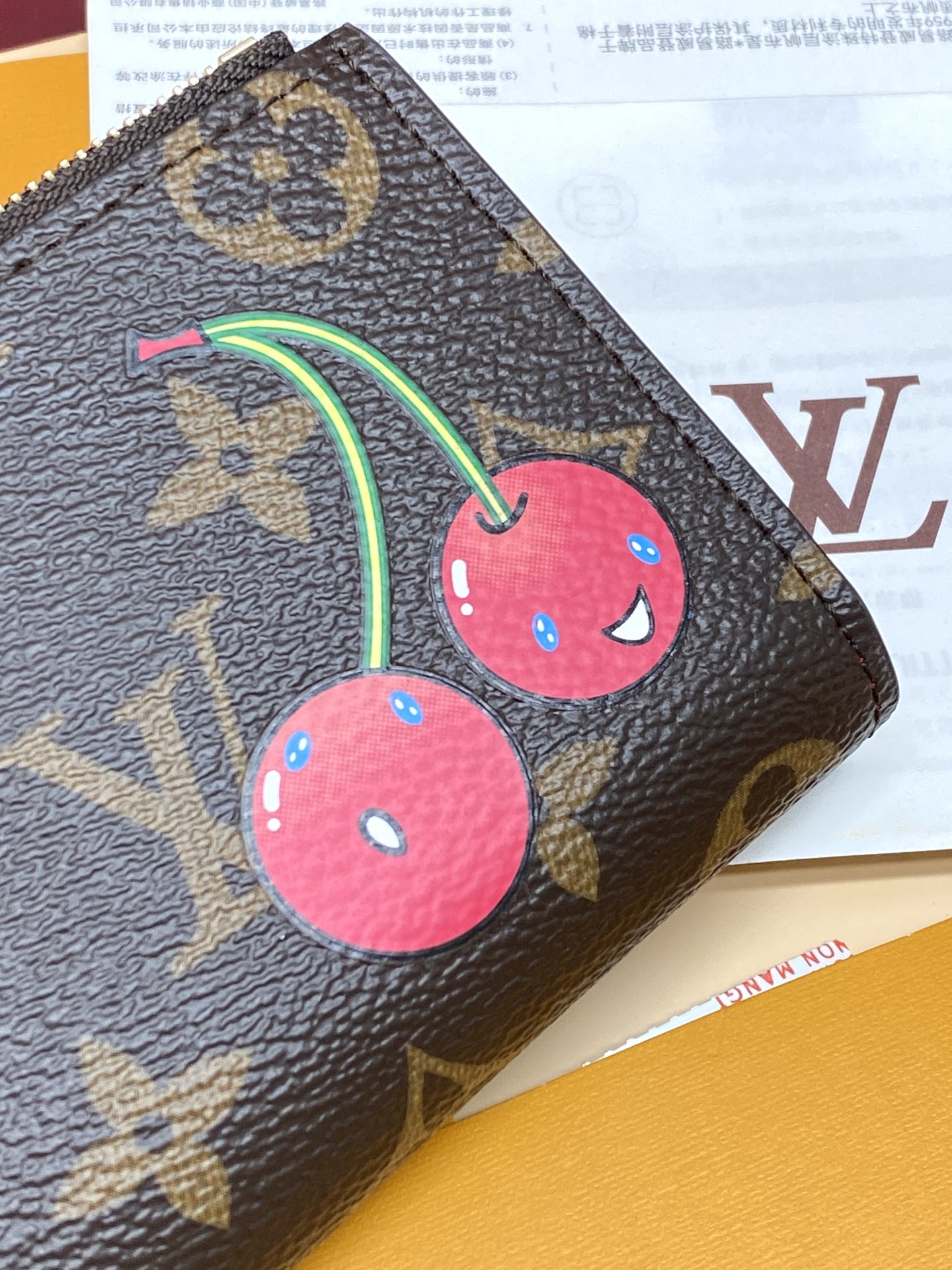[TOP] Louis Vuitton LV Wallet Monogram with Cherry Pattern 11.5x1.5x9cm - Brown