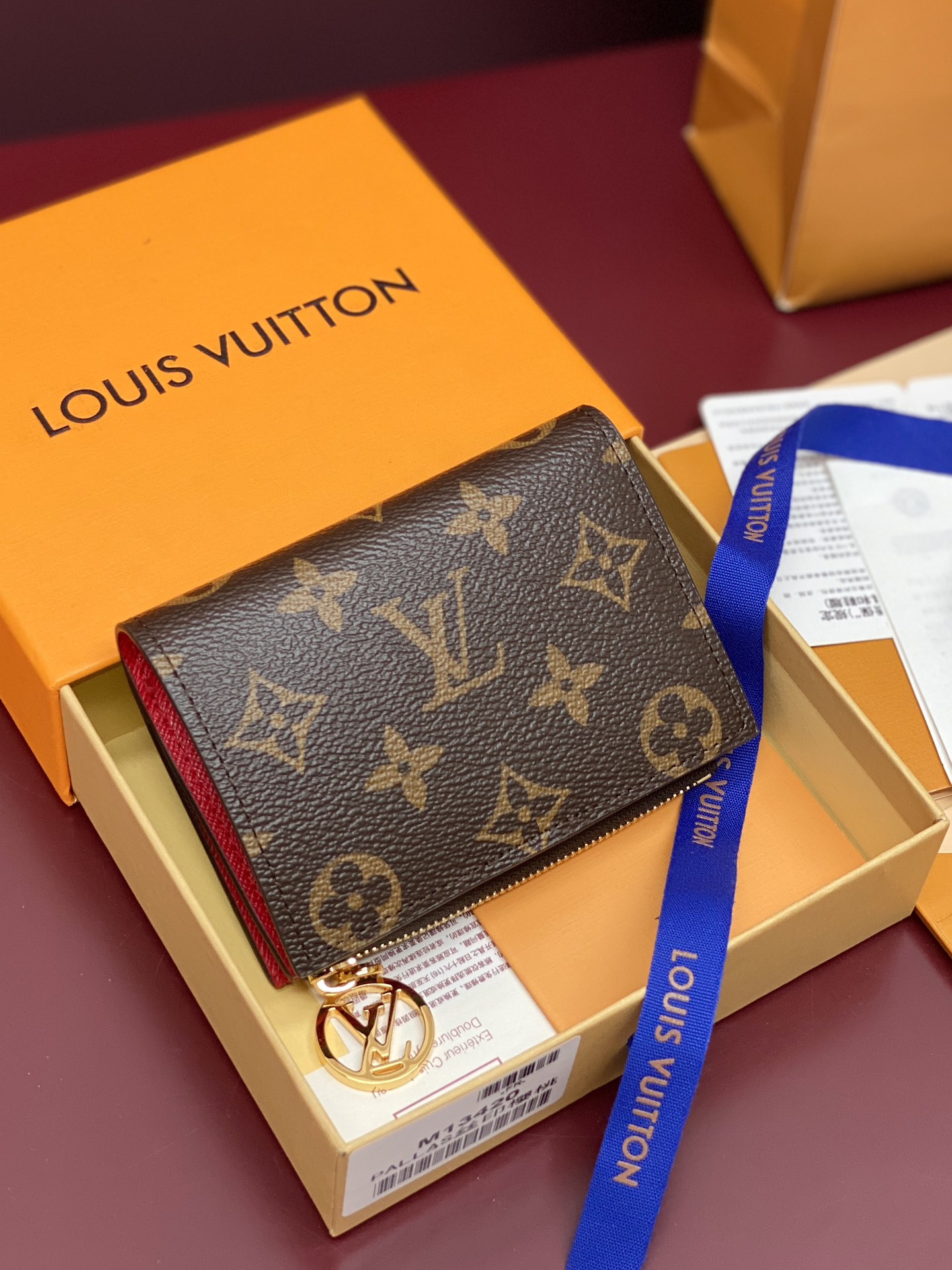 [TOP] Louis Vuitton LV Wallet Monogram with Cherry Pattern 11.5x1.5x9cm - Brown