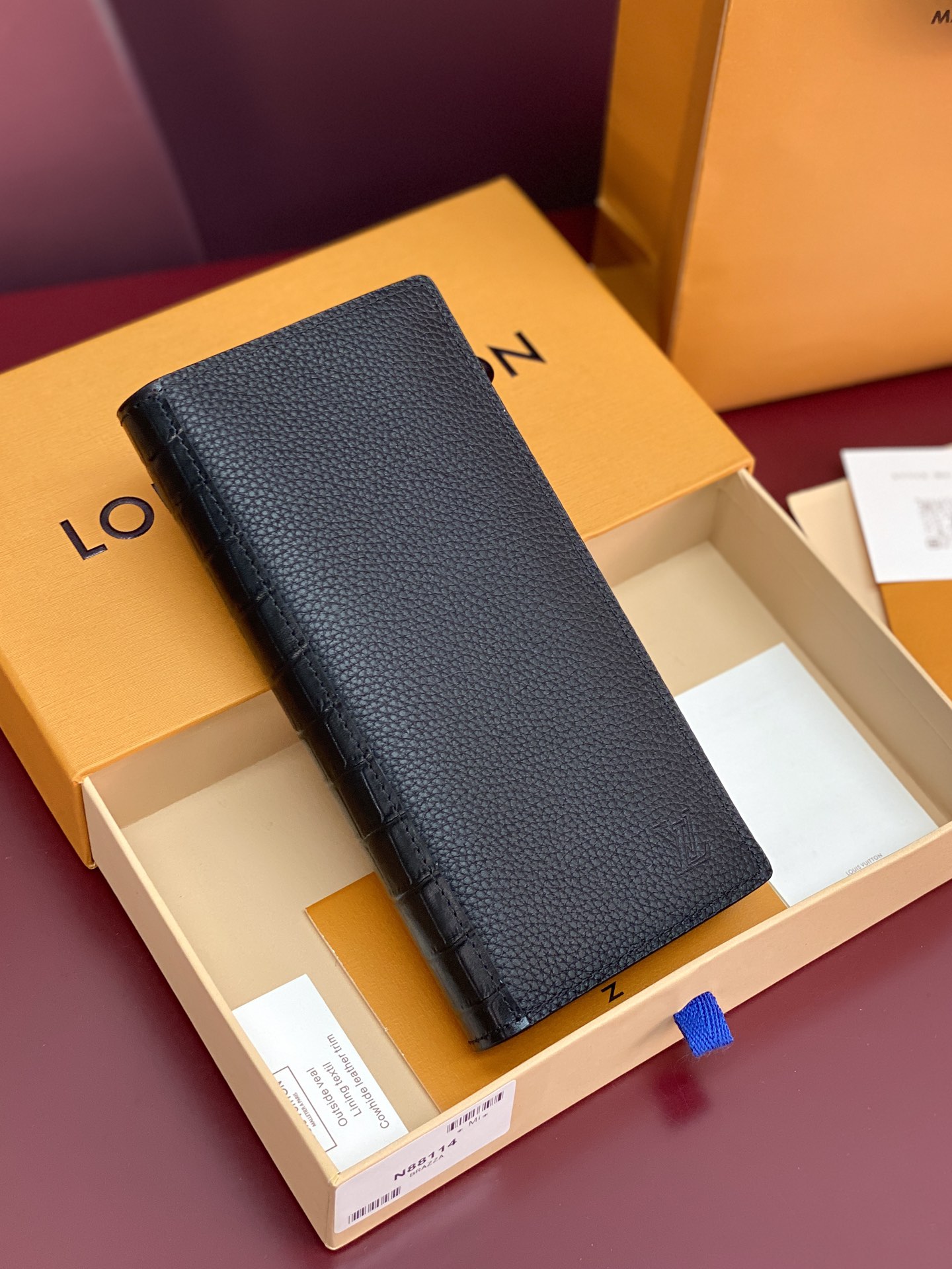 [TOP] Louis Vuitton LV Men's Long Wallet with Crocodile Leather 10x19x2cm - Black