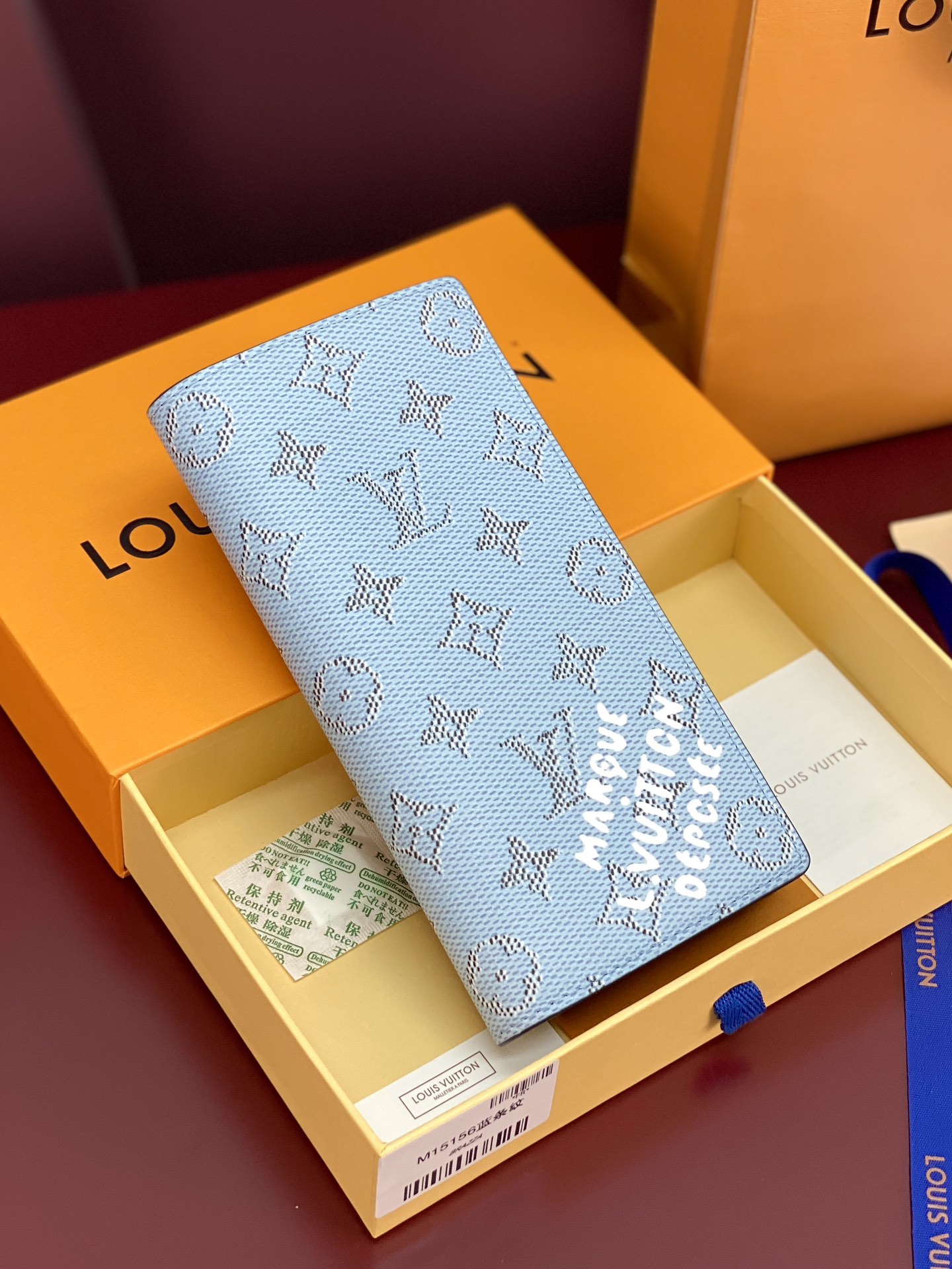 [TOP] Louis Vuitton LV Brazza Wallet in Monogram Heritage Coated Canvas / Calfskin 10x19x2cm - Blue