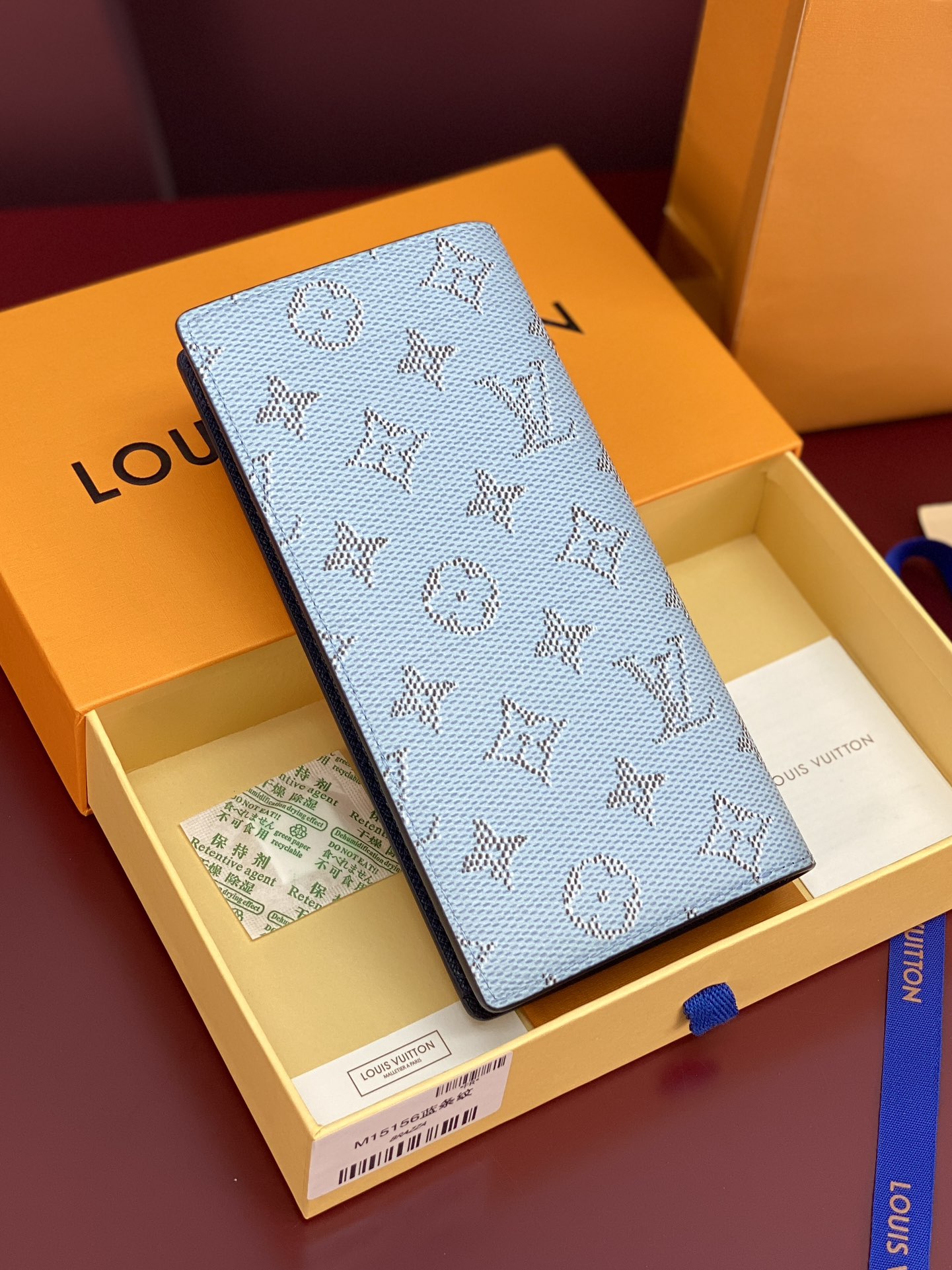 [TOP] Louis Vuitton LV Brazza Wallet in Monogram Heritage Coated Canvas / Calfskin 10x19x2cm - Blue