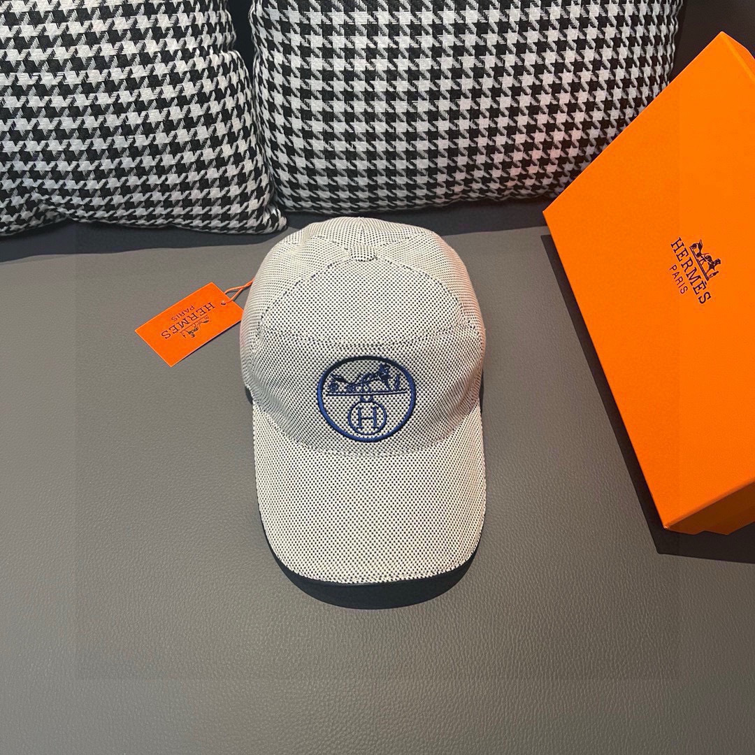 [TOP] HERMES Baseball Hat - White and Blue