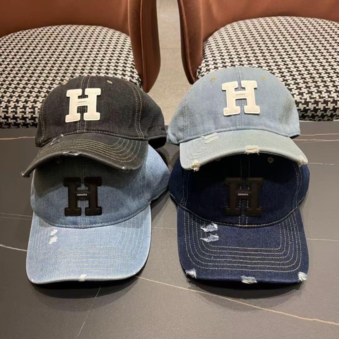 [TOP] HERMES Denim Baseball Hat - 4 Colors