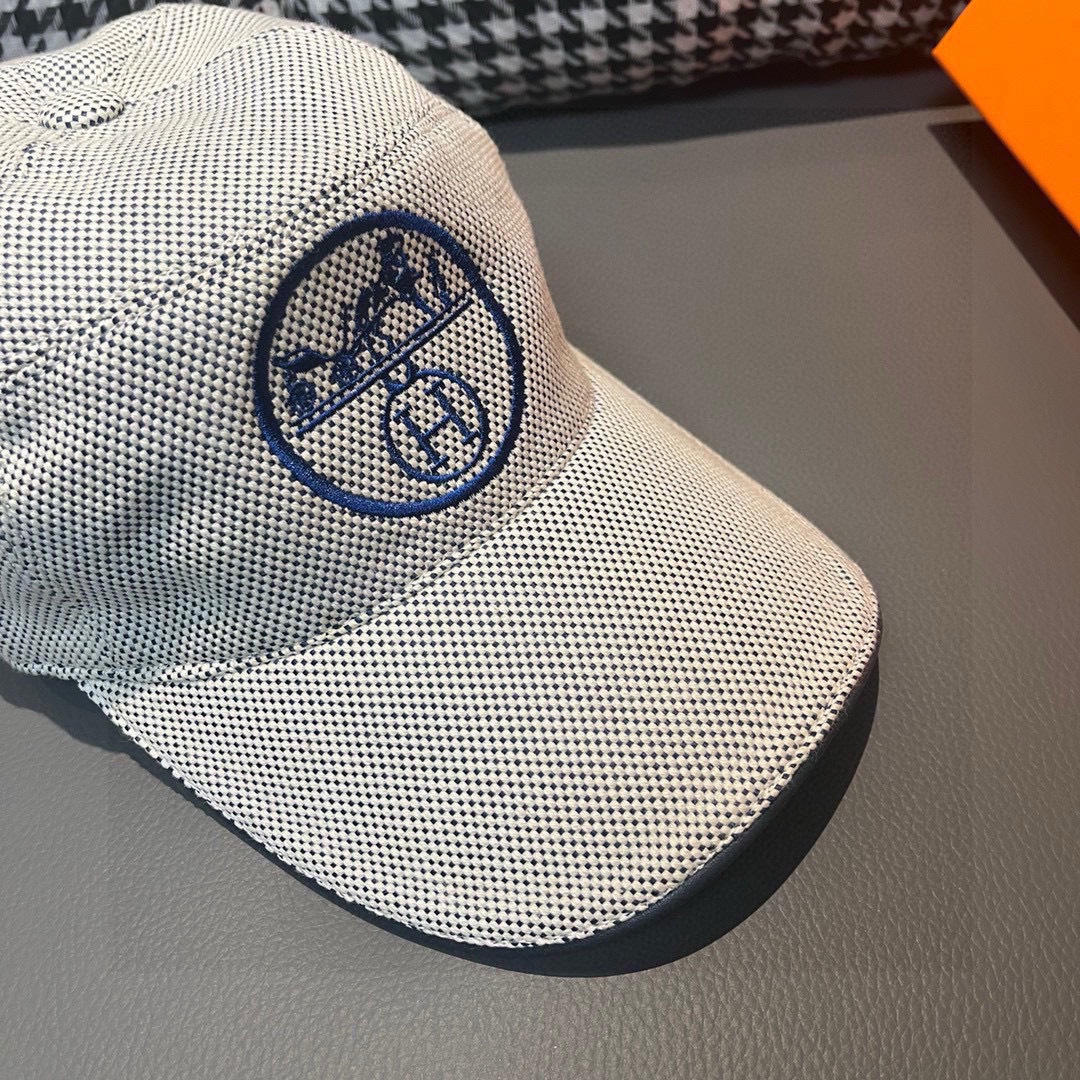 [TOP] HERMES Baseball Hat - White and Blue