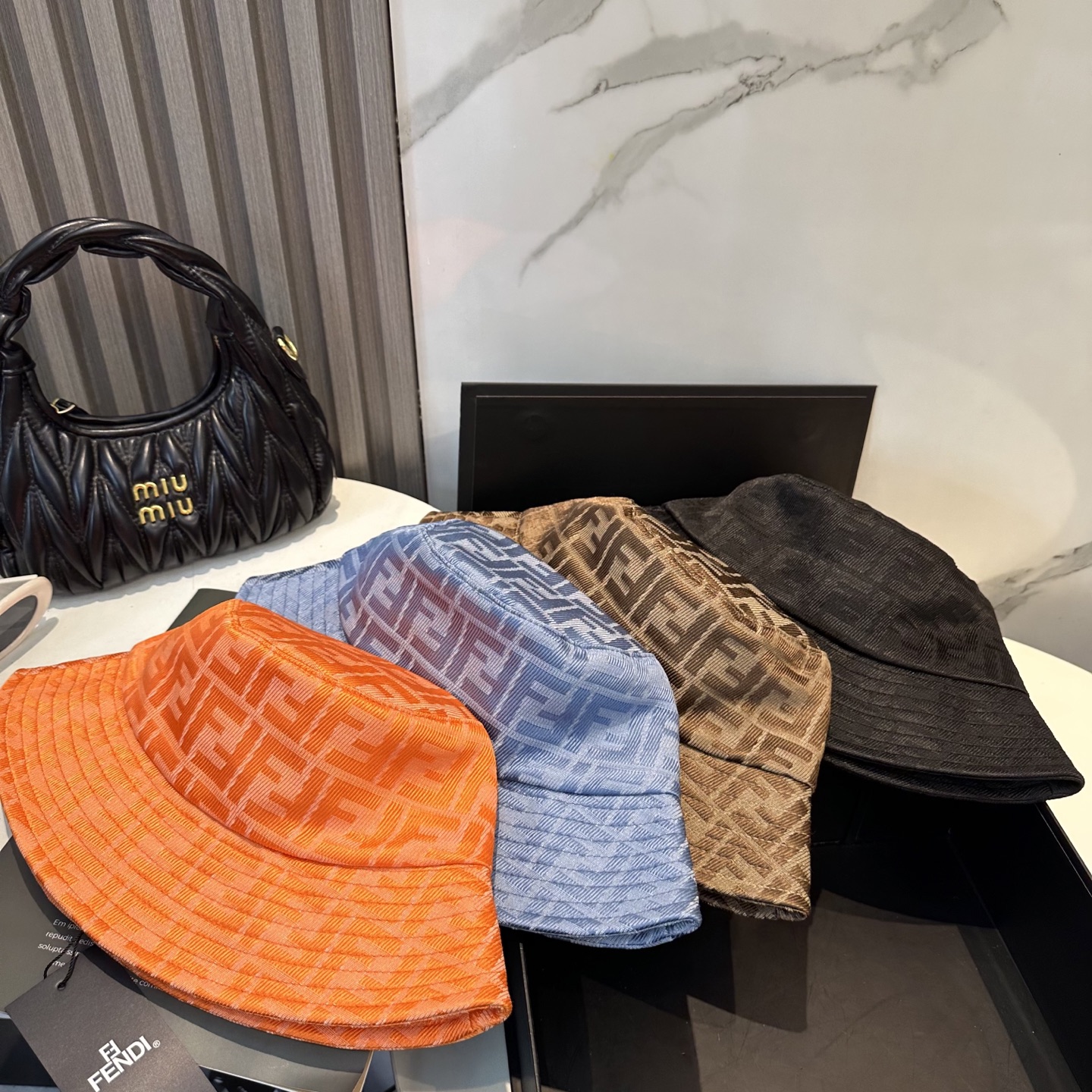 [TOP] FENDI FF Jacquard Canvas Bucket Hat - 4 Colors