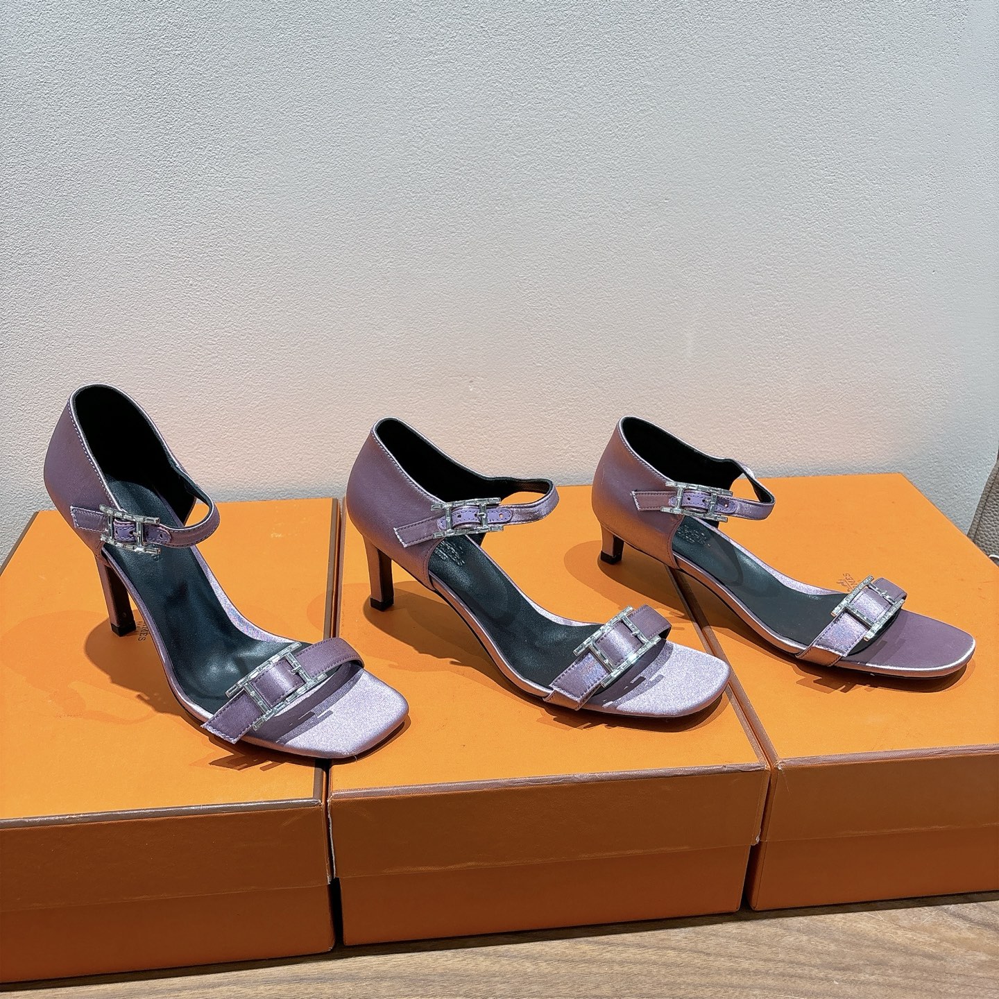 [TOP] HERMES Eclair 4.5cm/7cm/10.5cm High Heels Shoes - Purple